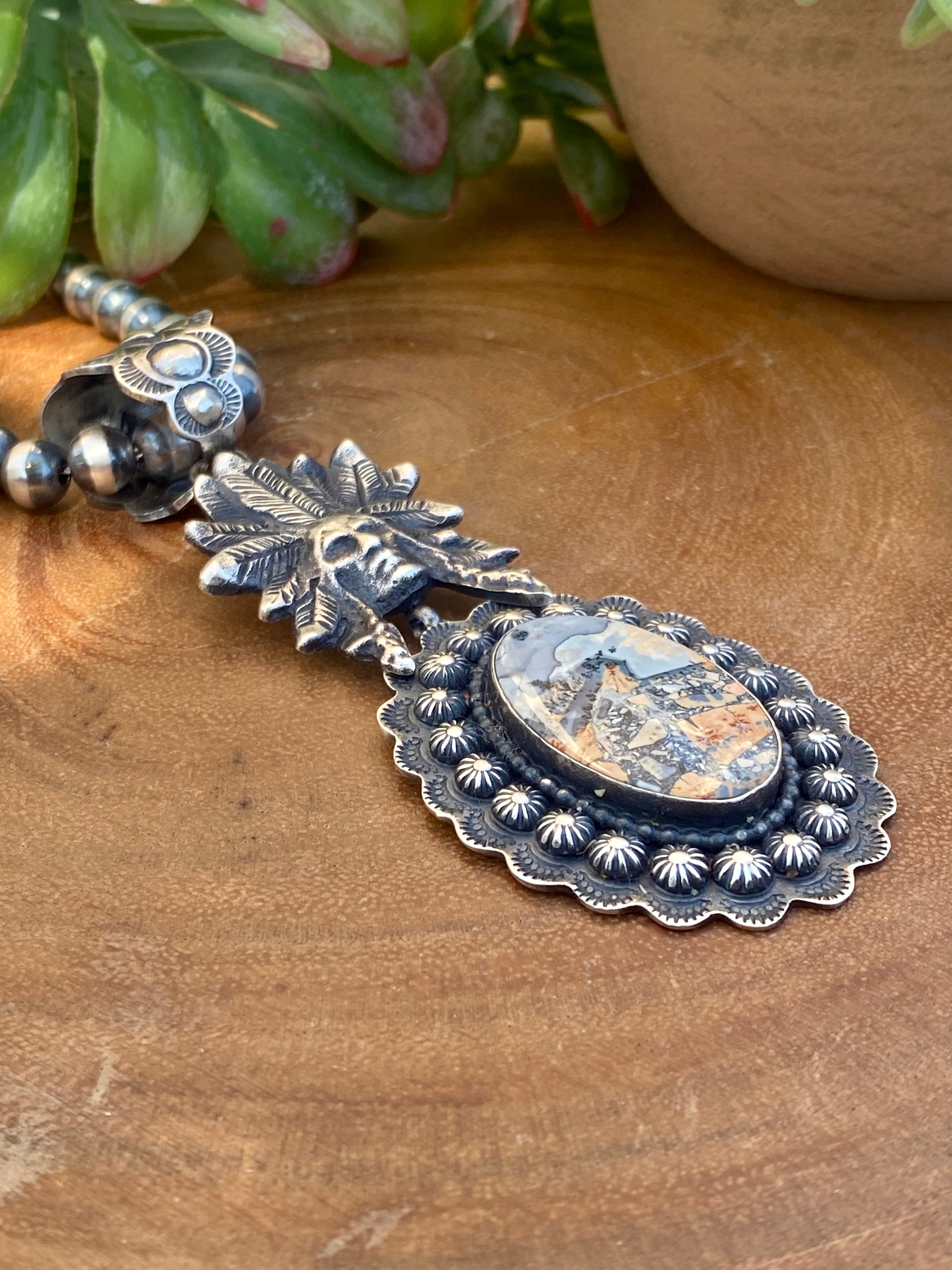 Shawn Cayatineto Jasper & Sterling Silver Chief Pendant