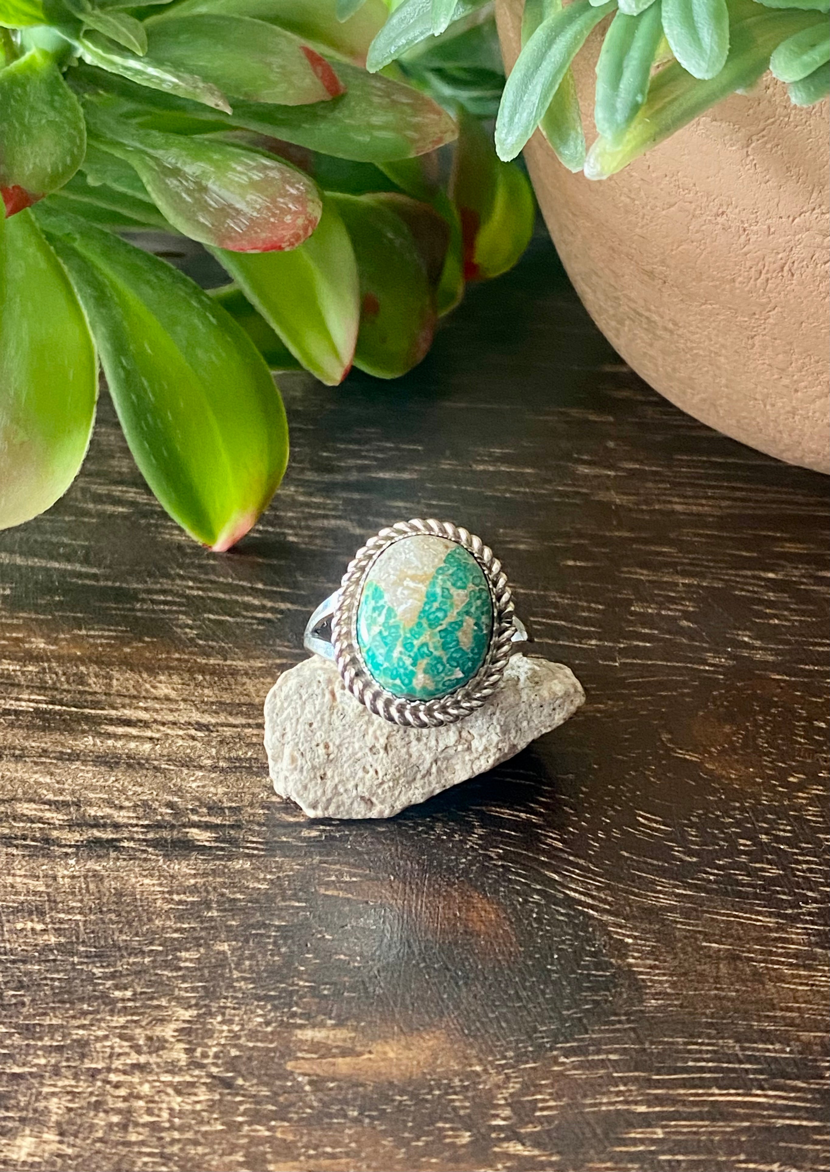 Reda Galvan Sonoran Mountain Turquoise & Sterling Silver Ring Size 8.75