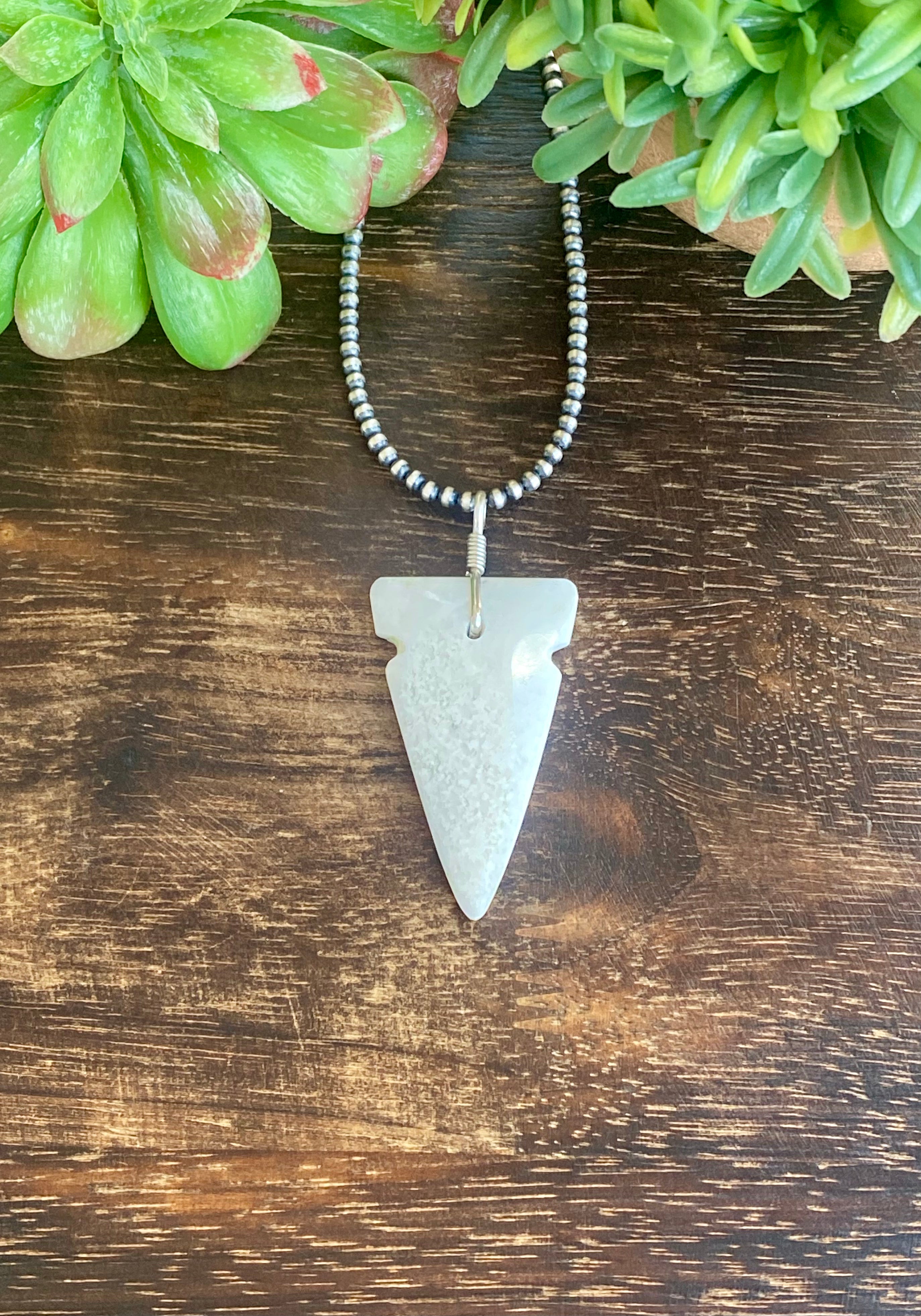 Navajo Made Jasper & Sterling Silver Arrowhead Pendant