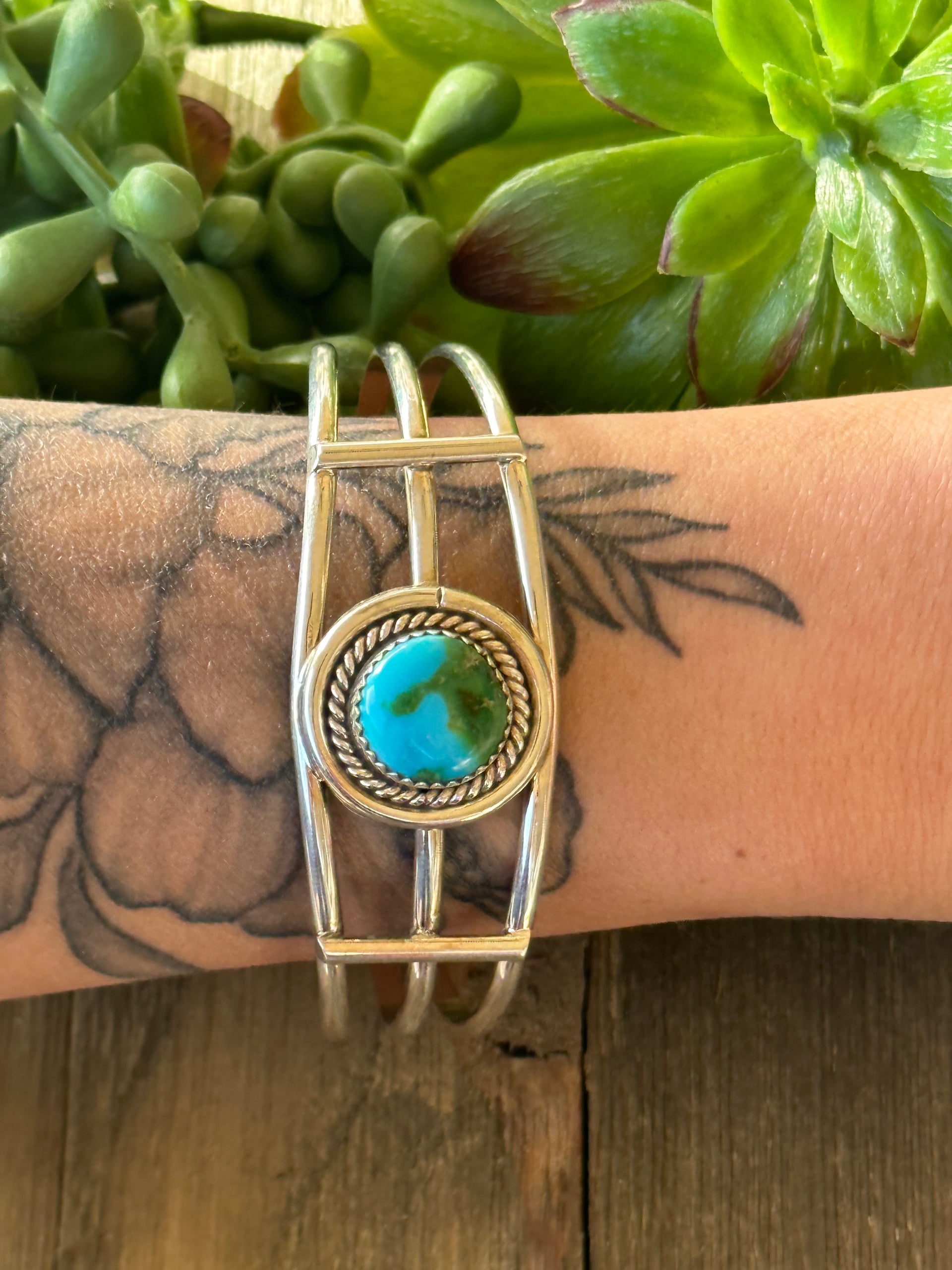 Navajo Made Sonoran Gold & Sterling Silver Cuff Bracelet