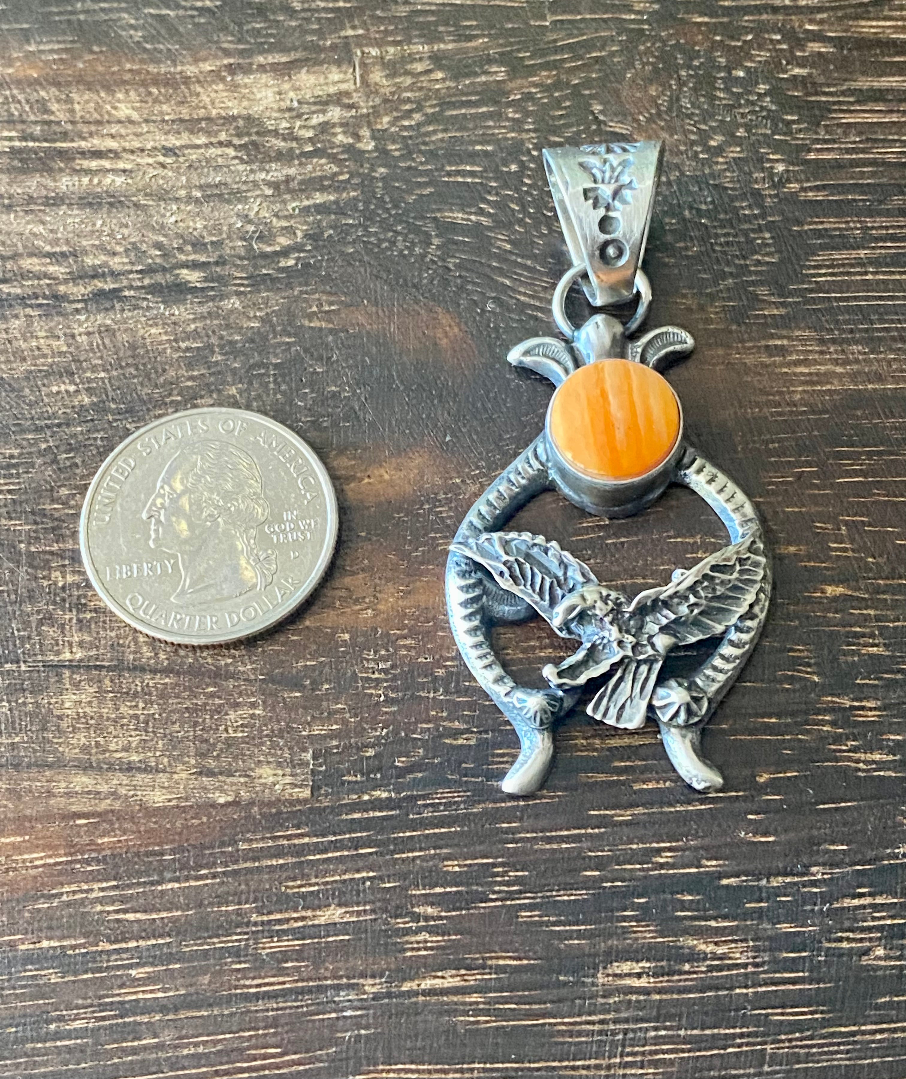 Navajo Made Spiny Oys & Sterling Silver Naja Pendant