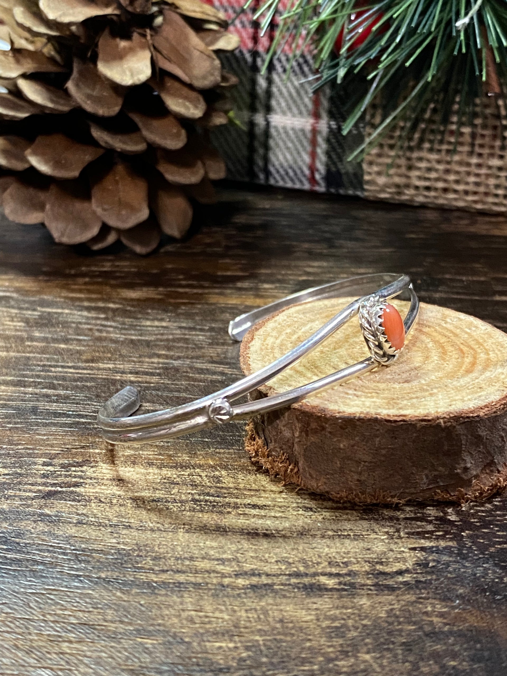 Navajo Made Spiny Oys & Sterling Silver Cuff Bracelet