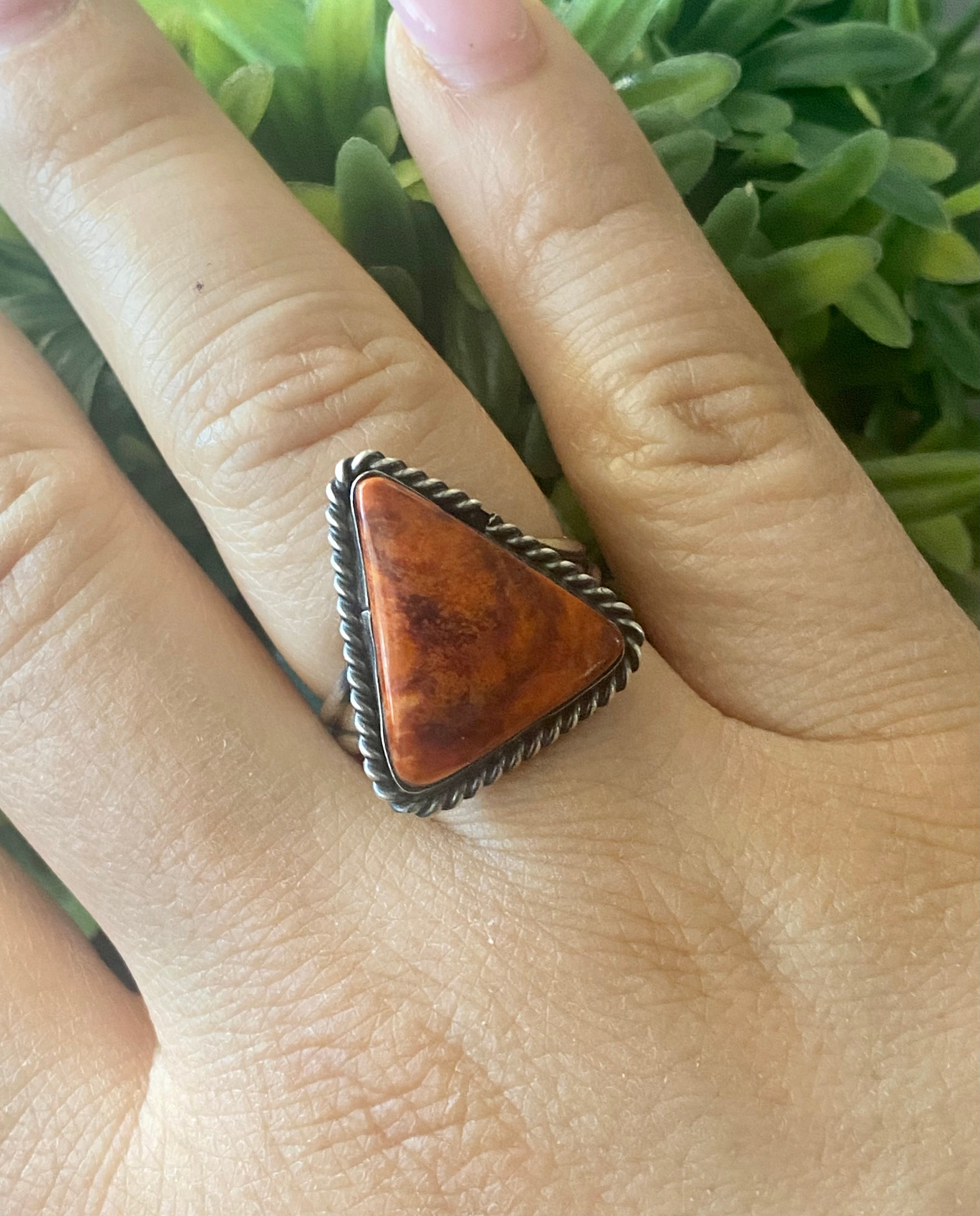 Navajo Made Spiny Oys & Sterling Silver Ring Size 9.5