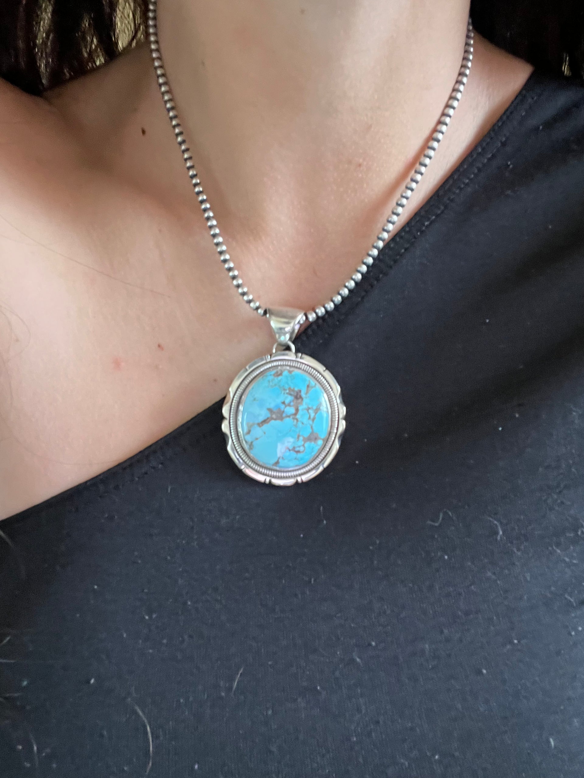 Wydell Billie Golden Hill Turquoise & Sterling Silver Pendant