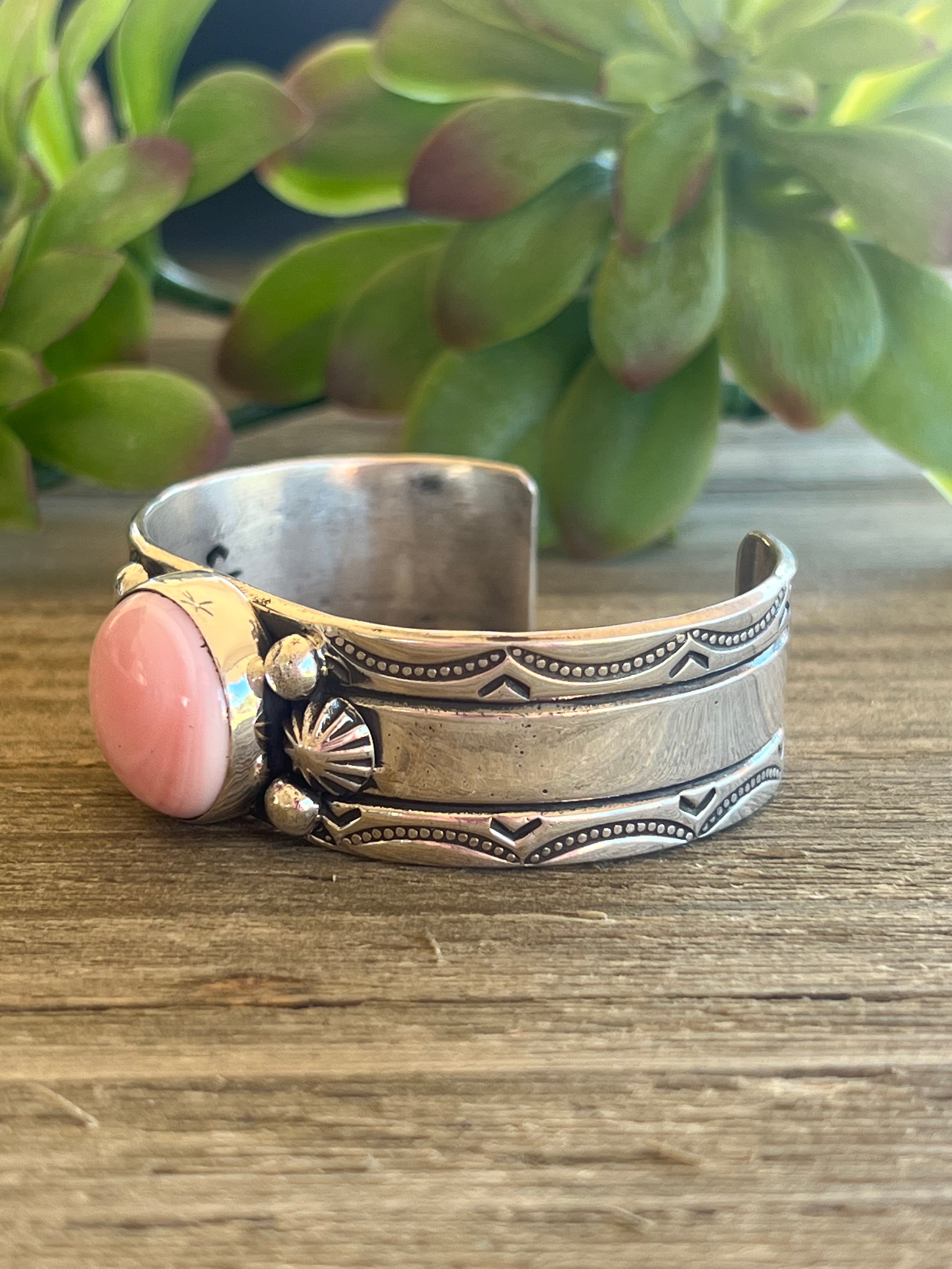 Chimney Butte Pink Conch & Sterling Silver Cuff Bracelet