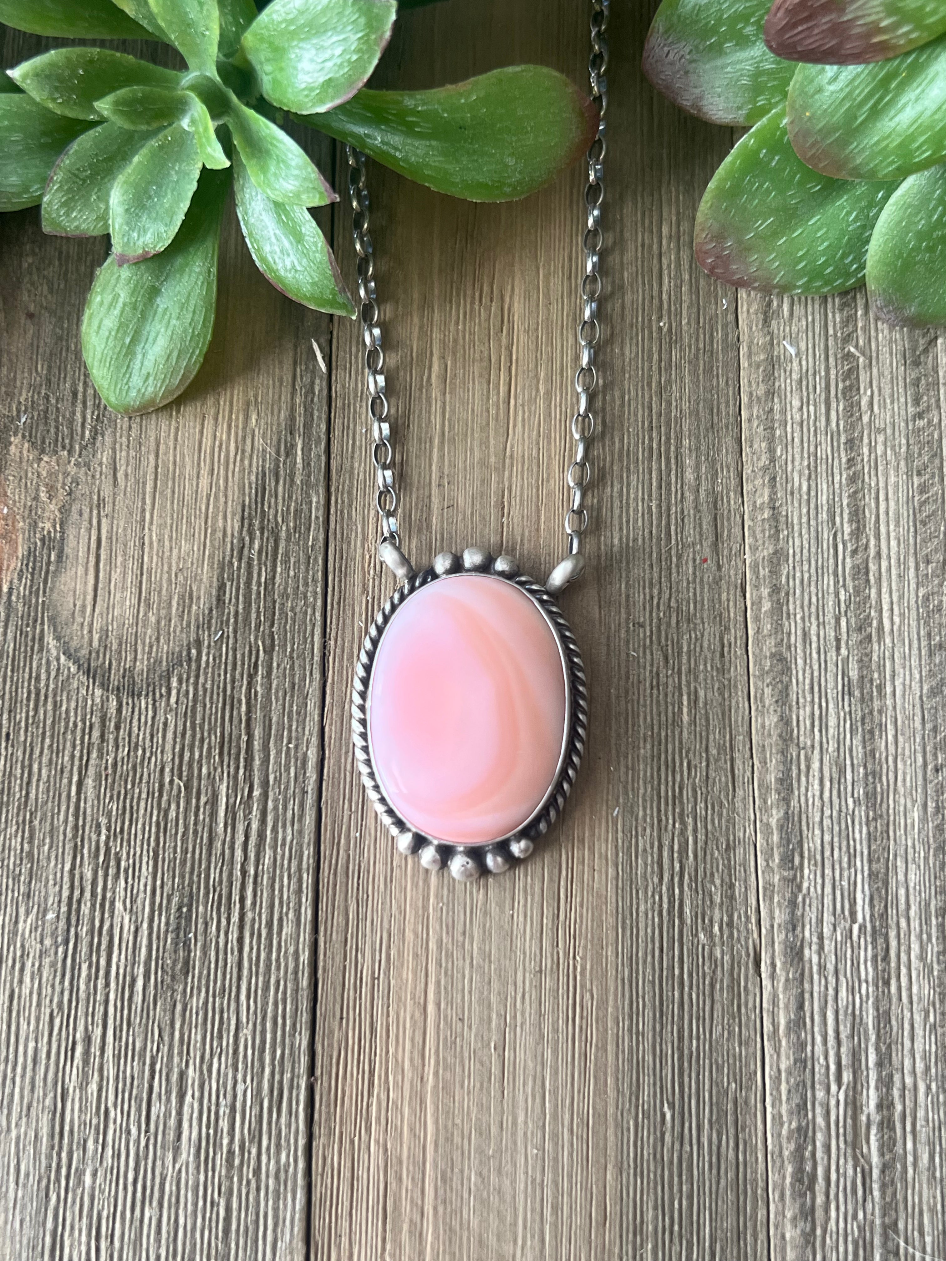 Alfred Martinez Pink Conch & Sterling Silver Necklace