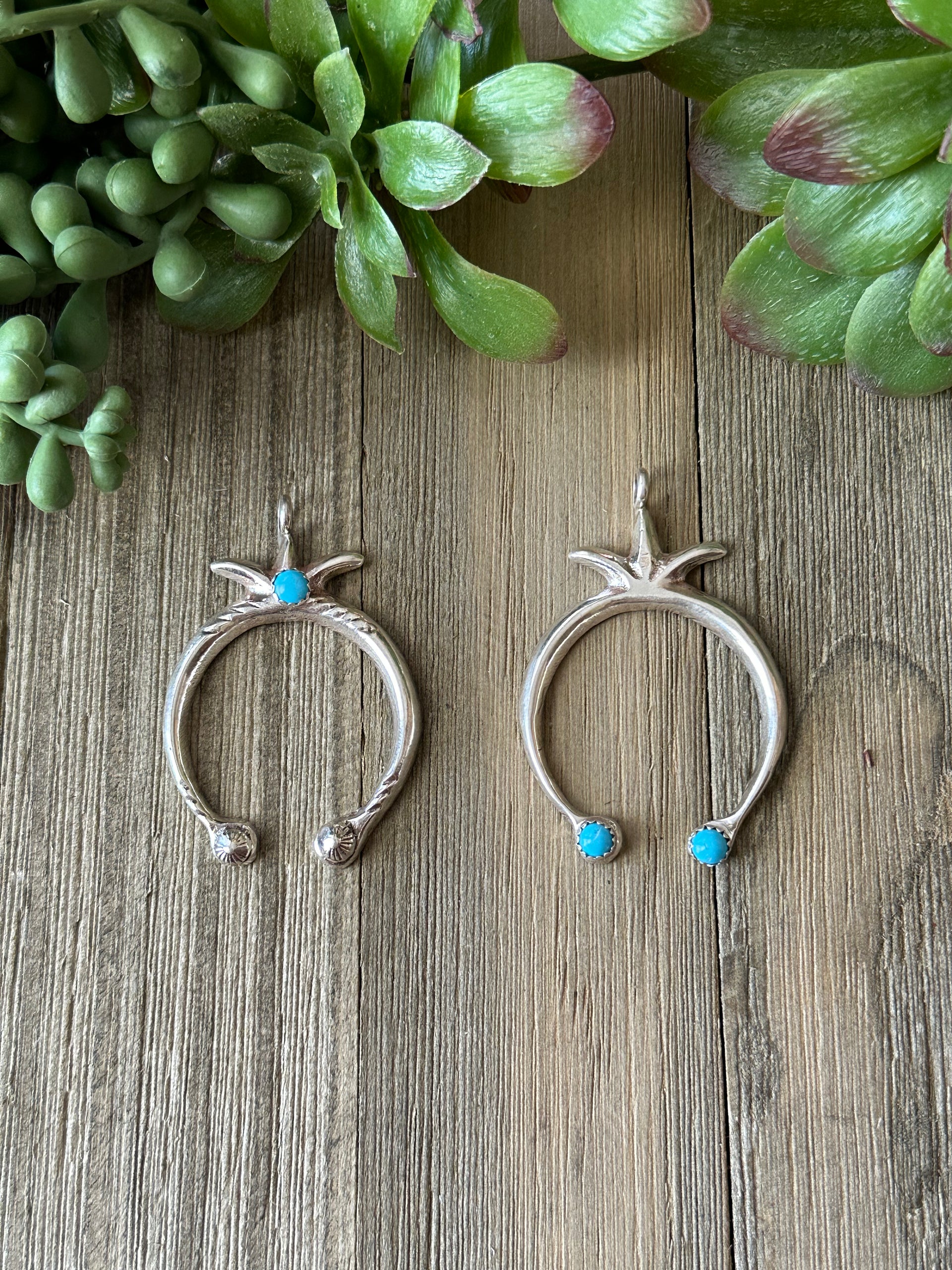 Navajo Made Turquoise & Sterling Silver Naja Pendant