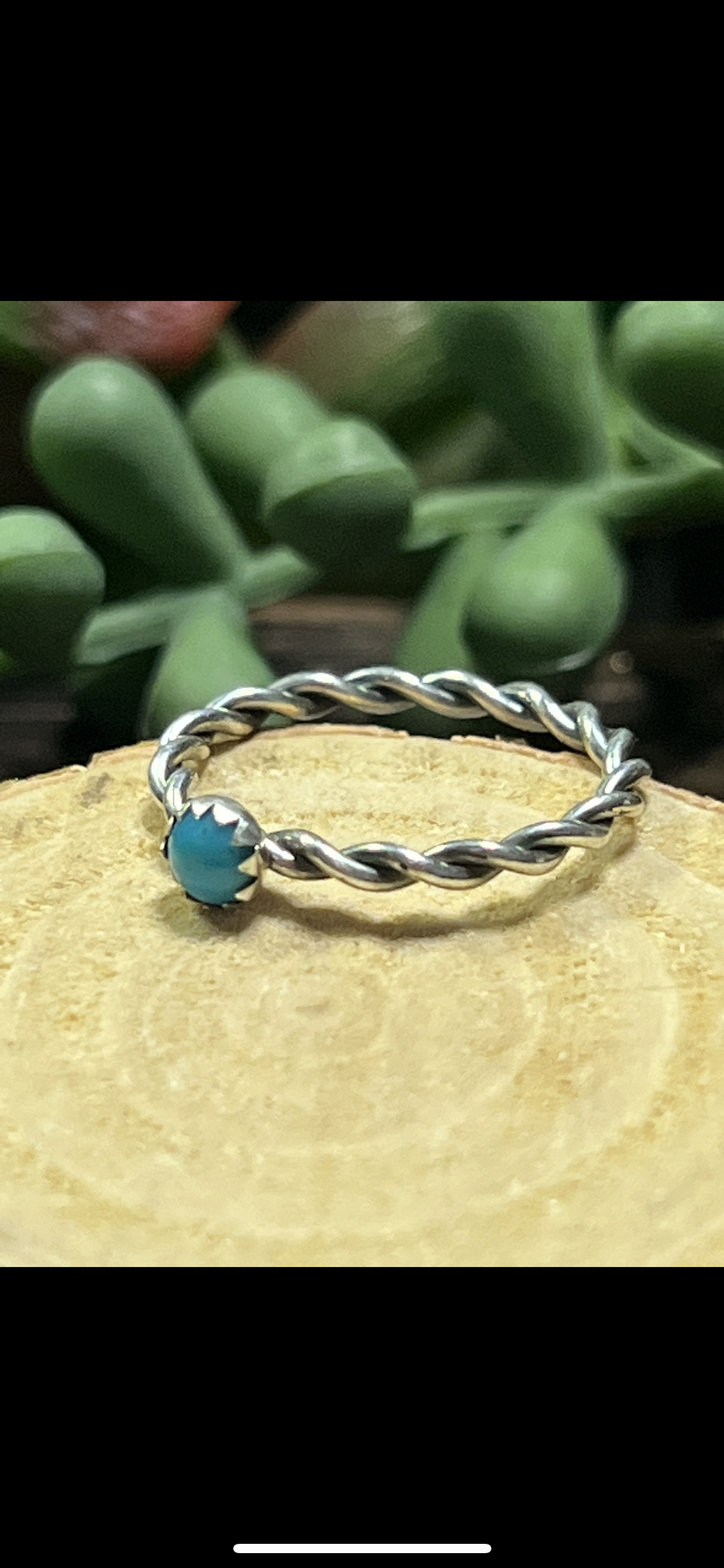 Navajo Made Kingman Turquoise & Sterling Silver Stacker Ring