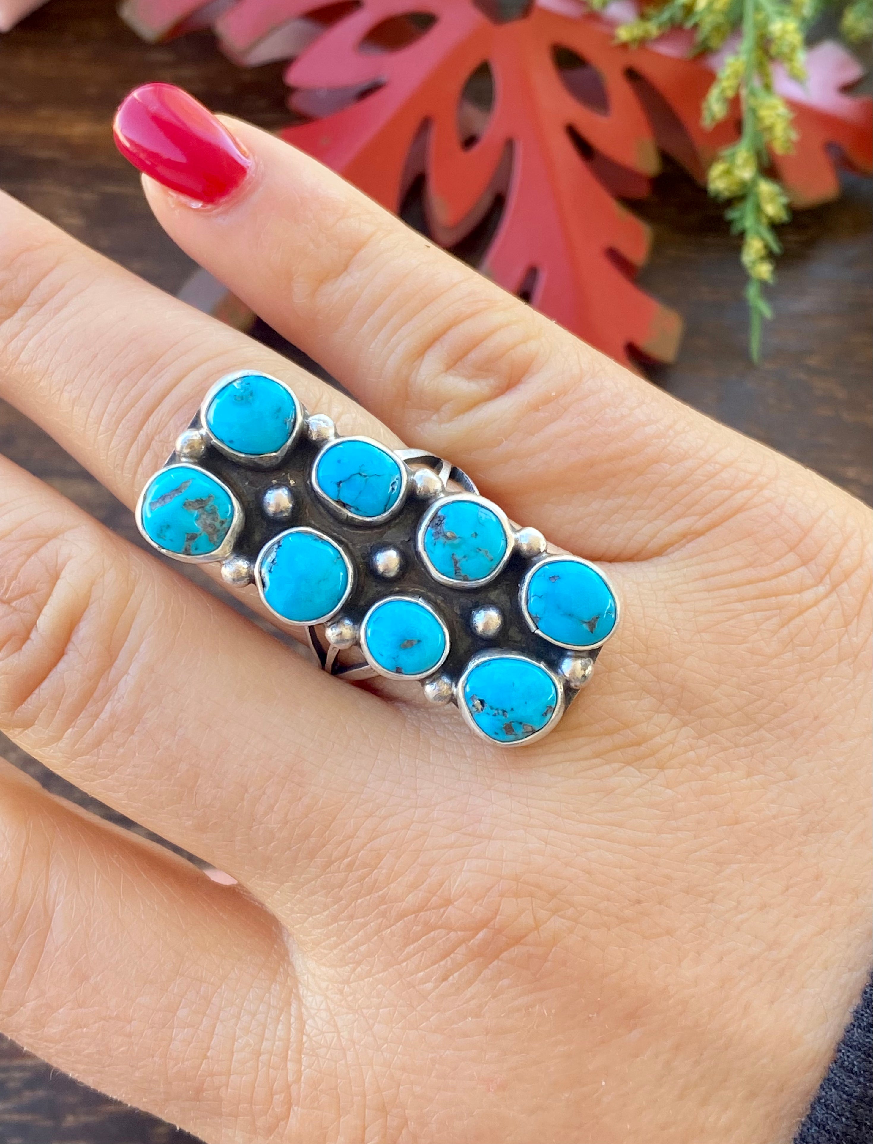 Navajo Made Kingman Turquoise & Sterling Silver Rings