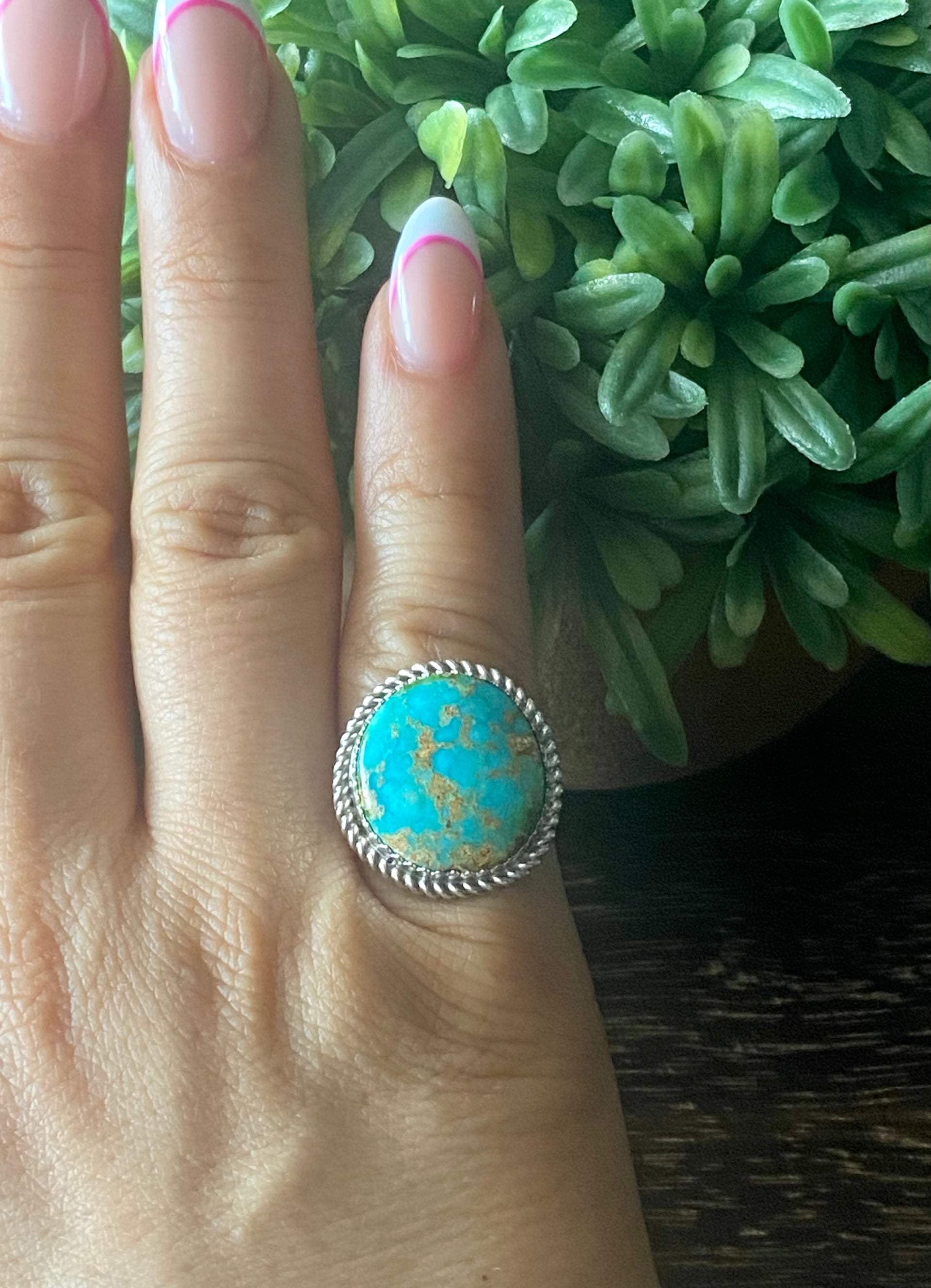 Reda Galvan Sonoran Mountain Turquoise & Sterling Silver Ring Size 6.75