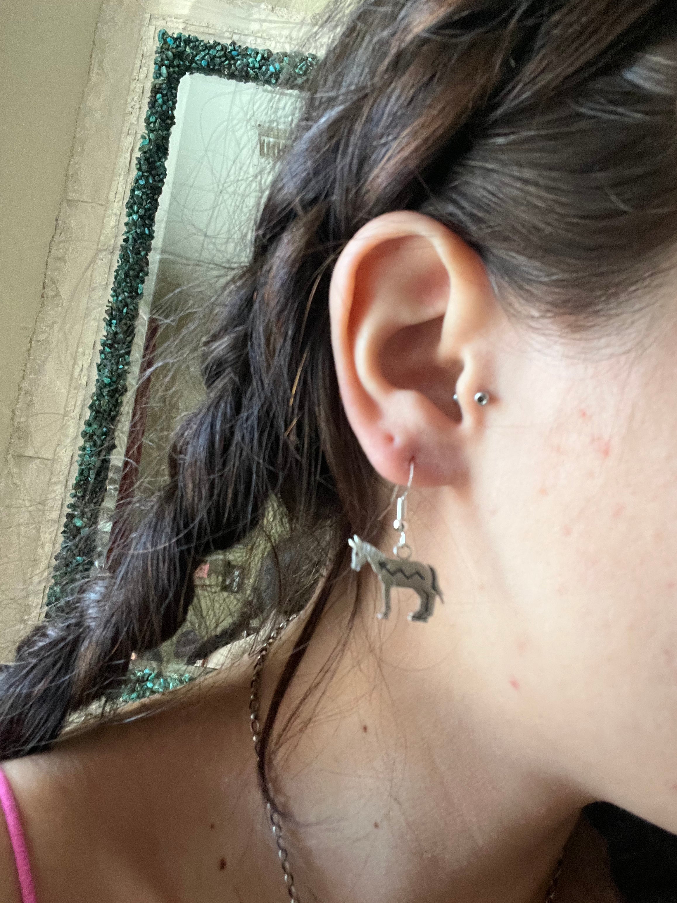 Navajo Made Sterling Silver Donkey Earrings