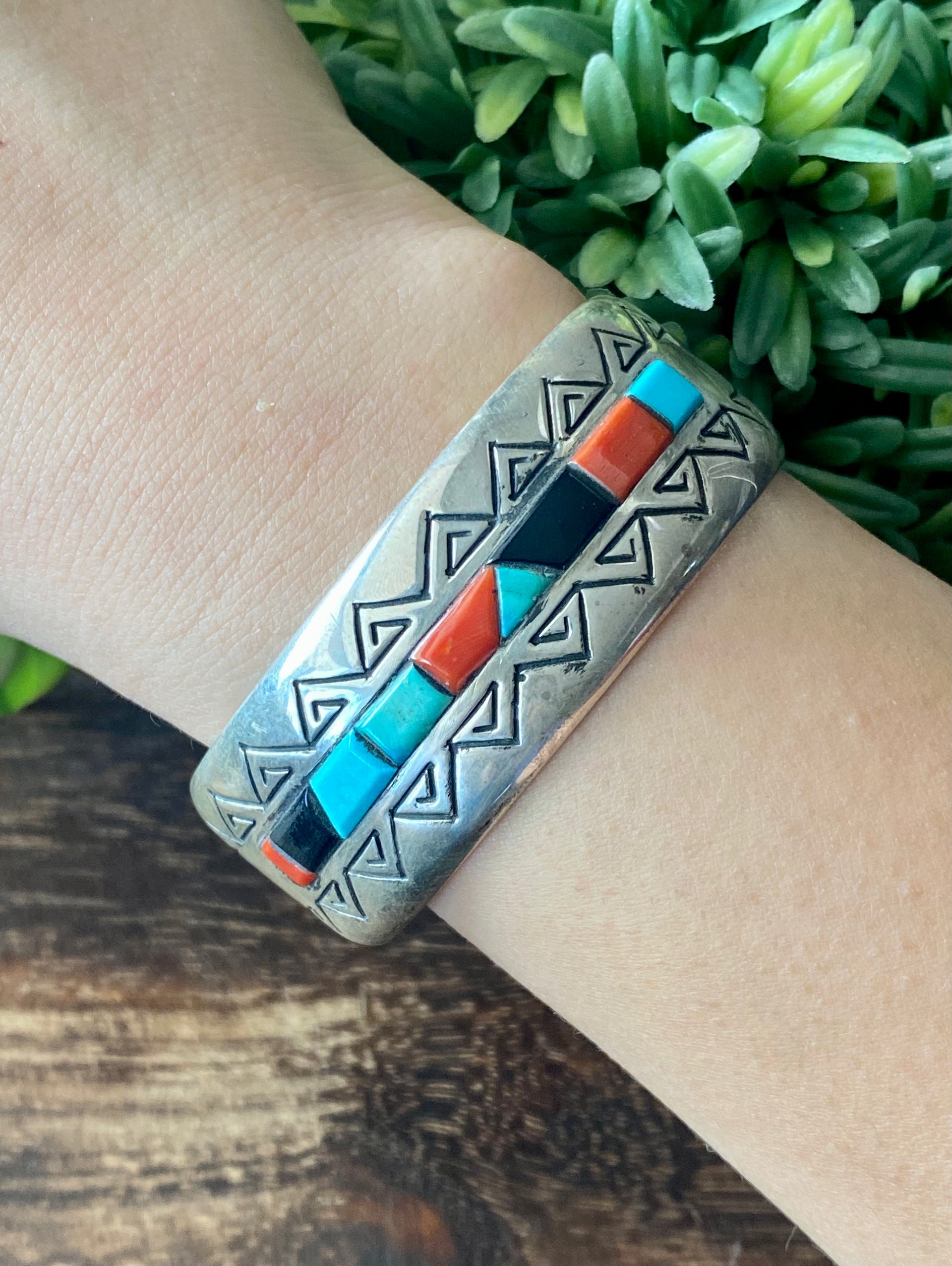 Alvin/Lul Begay Multi Stone & Sterling Silver Cobblestone Cuff Bracelets