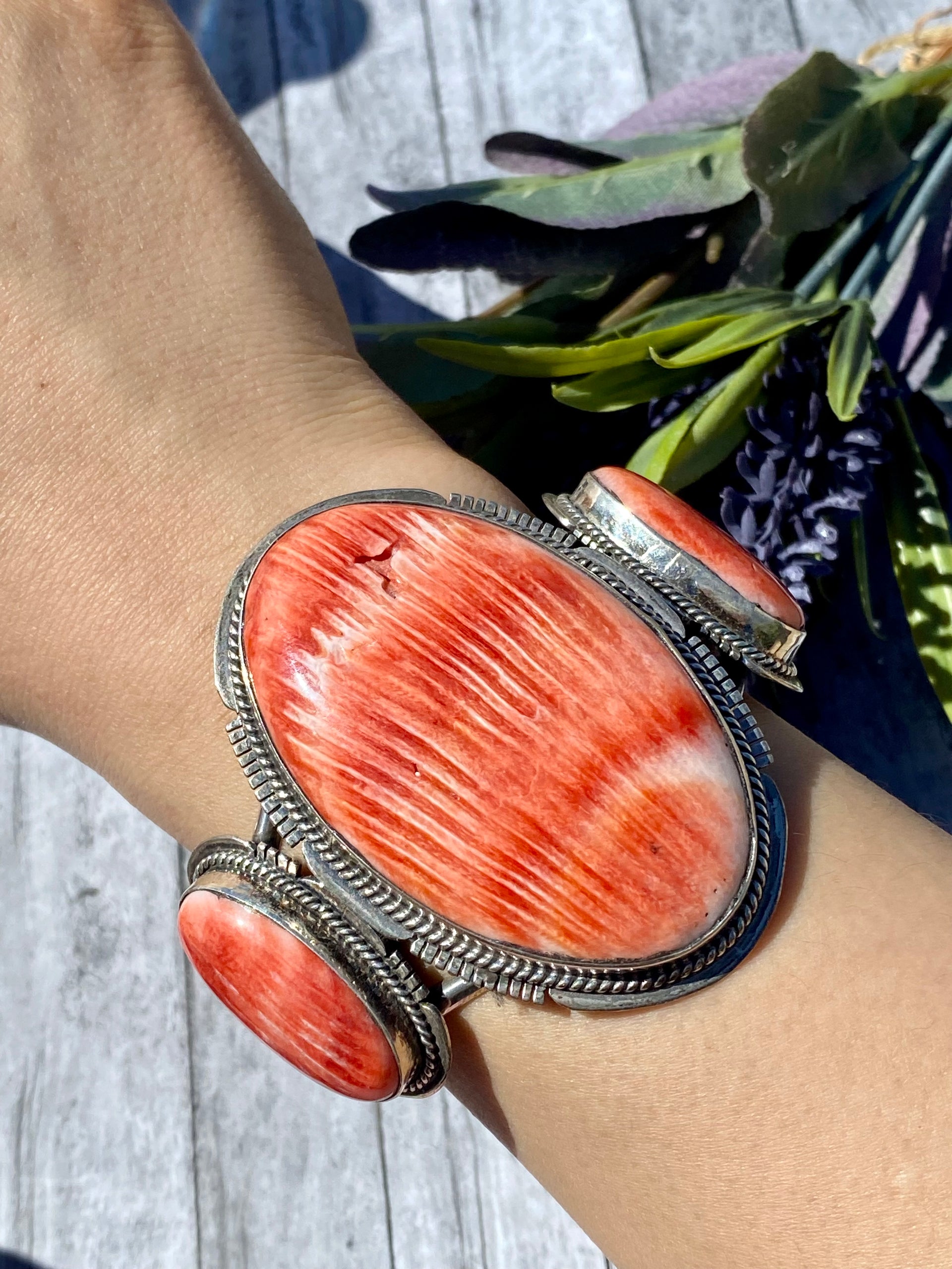 Jimmy Nelson Spiny Oyster & Sterling Silver Cuff Bracelet