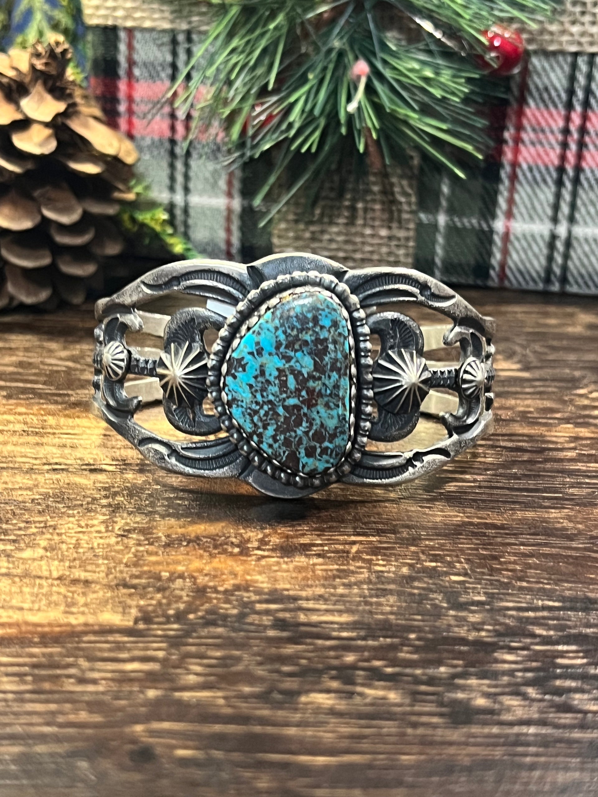 Eva Billah Thunder Mountain Turquoise & Sterling Silver Cuff Bracelet