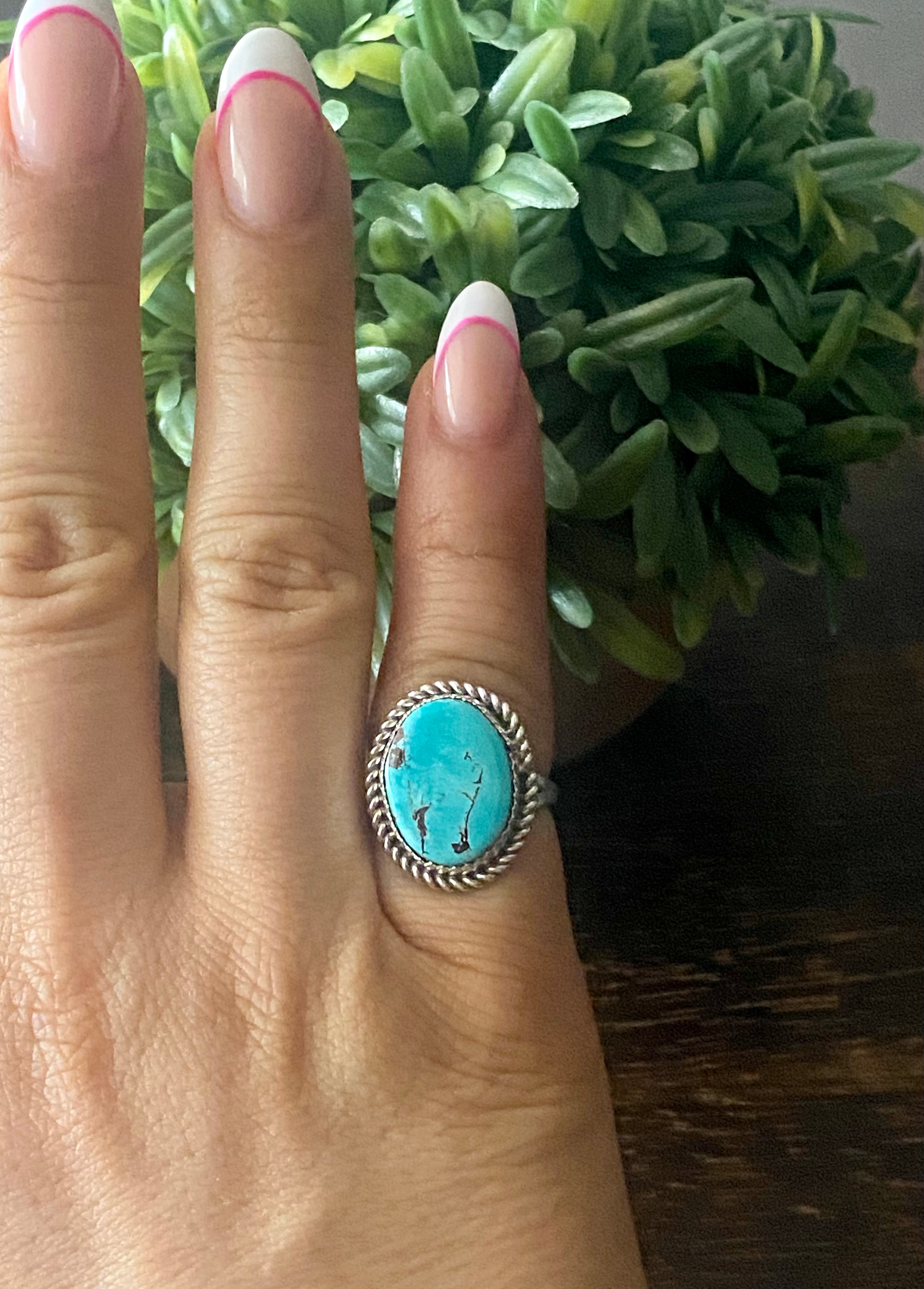 Reda Galvan South Hill Turquoise & Sterling Silver Ring Size 5.5
