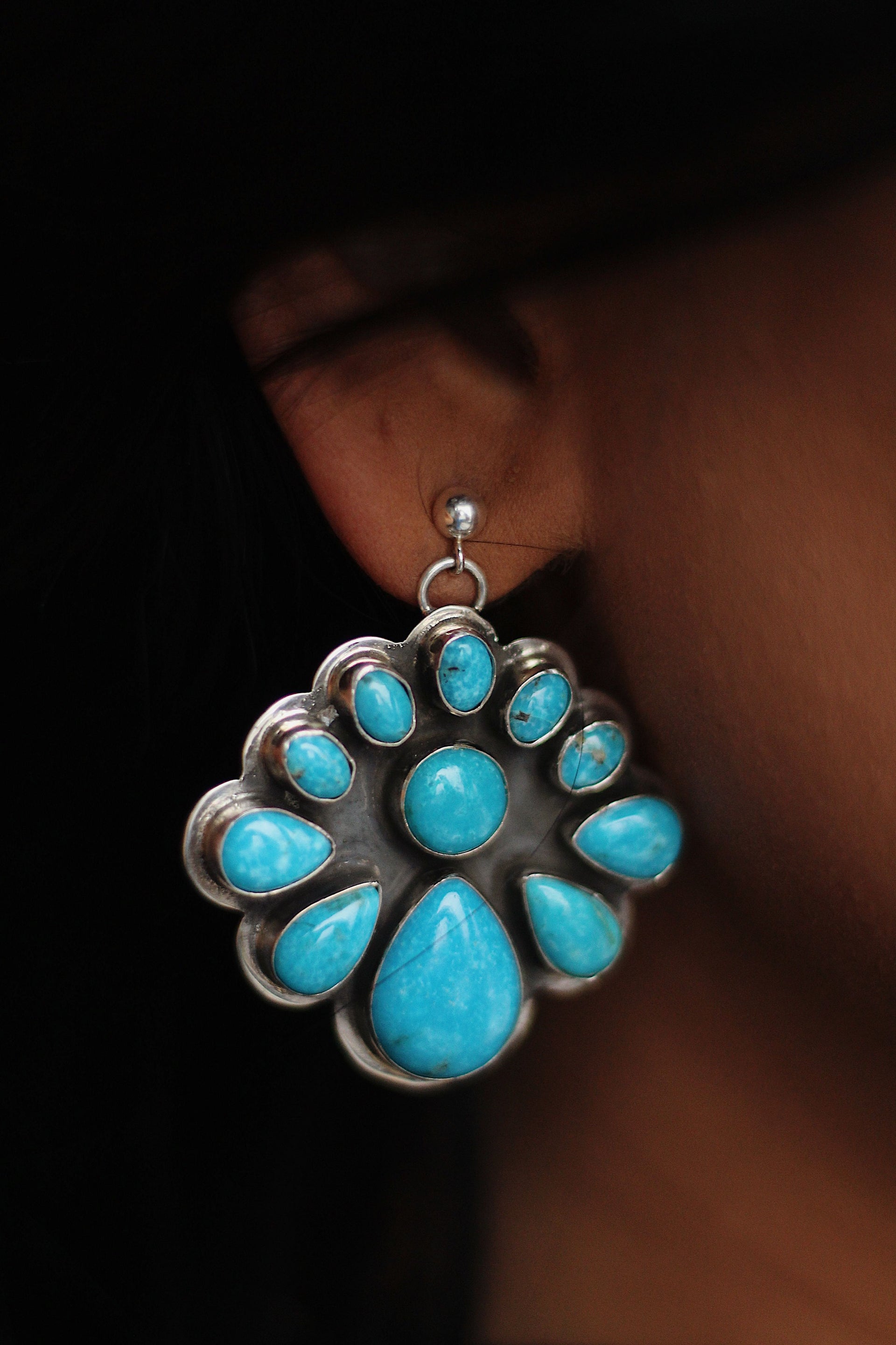 Garrison Boyd Kingman Turquoise & Sterling Silver Post Dangle Earrings
