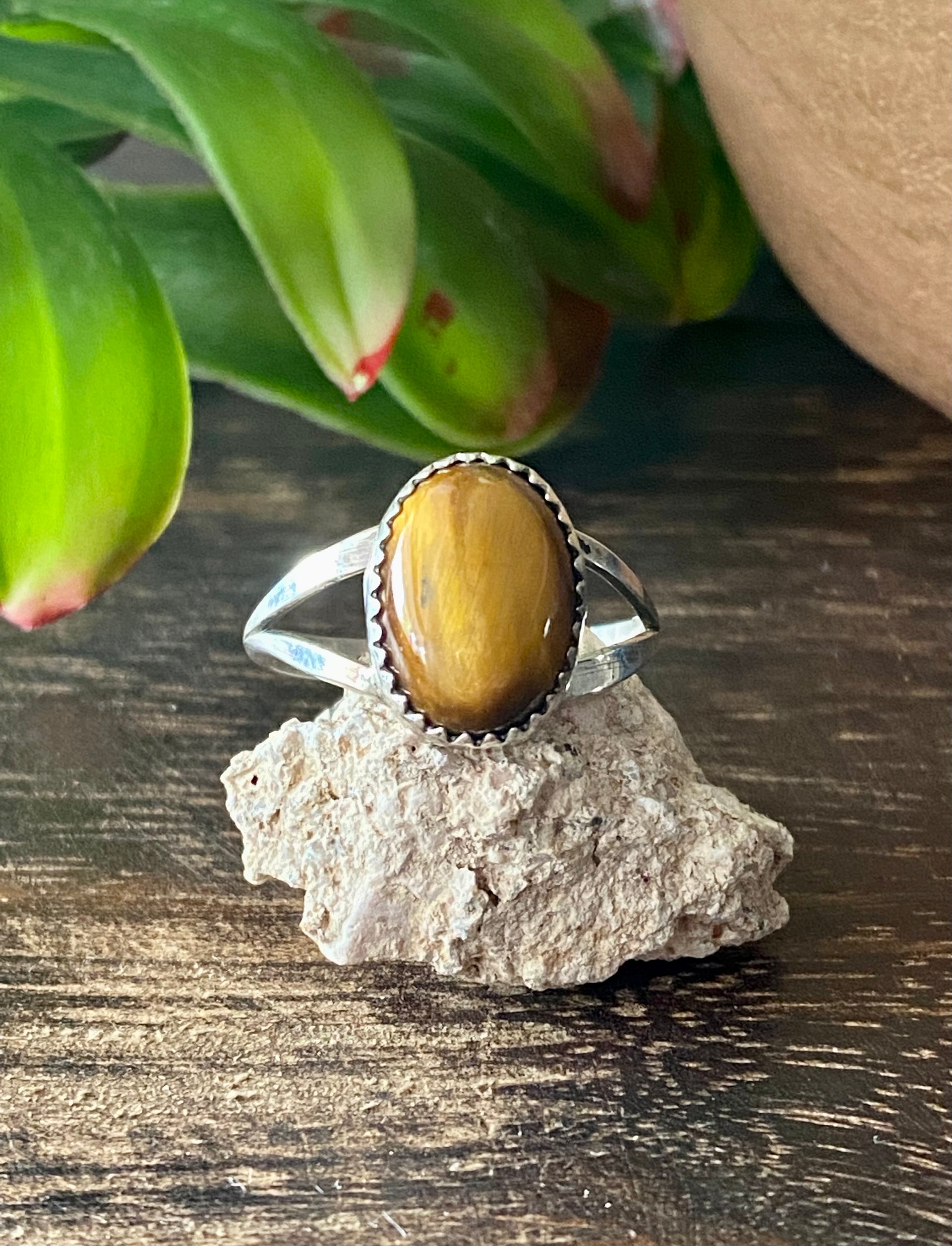 Emerson Martinez Tigers Eye & Sterling Silver Ring Size 9.75