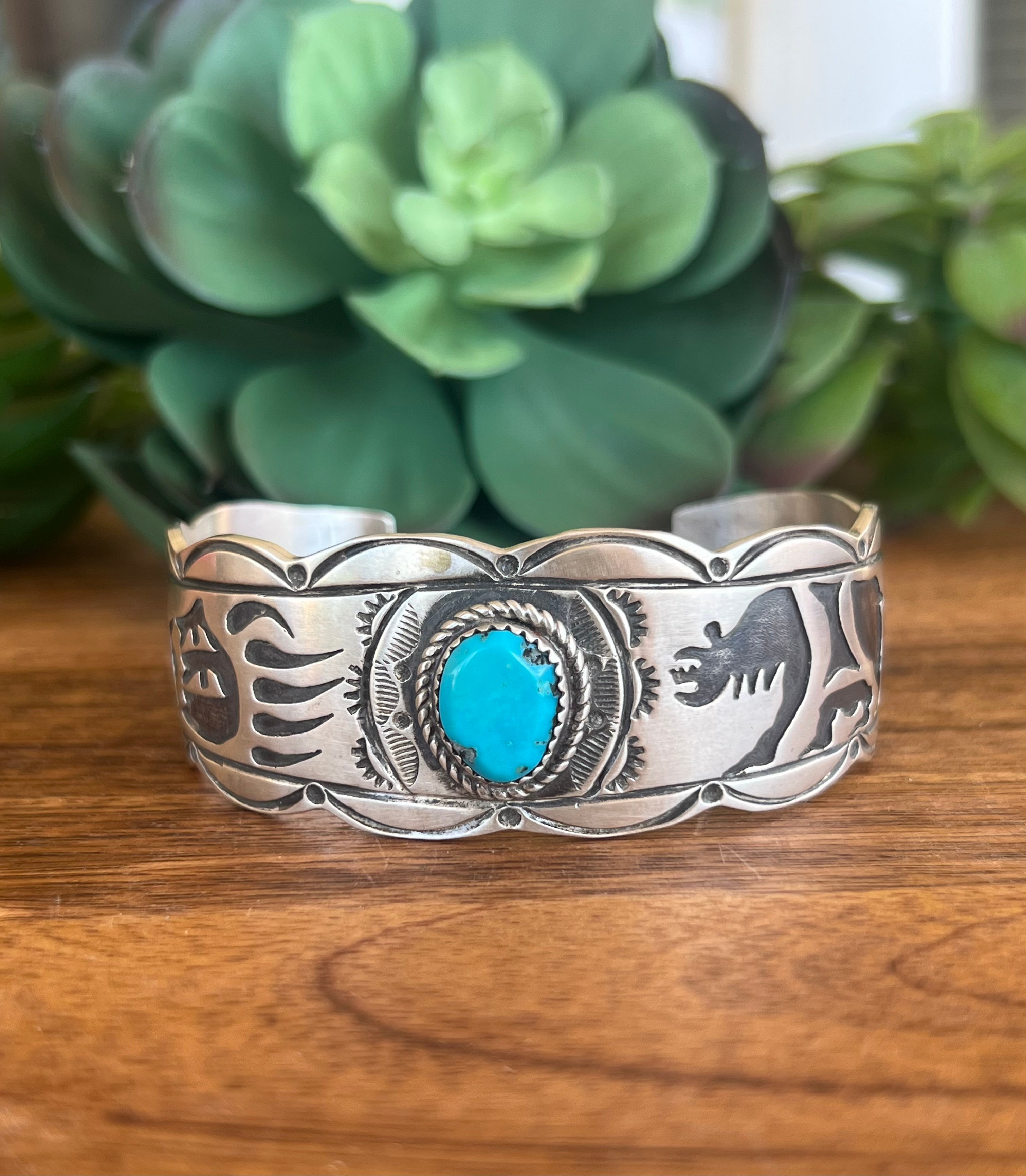 Jim Leonard Navajo Kingman Turquoise Bracelet