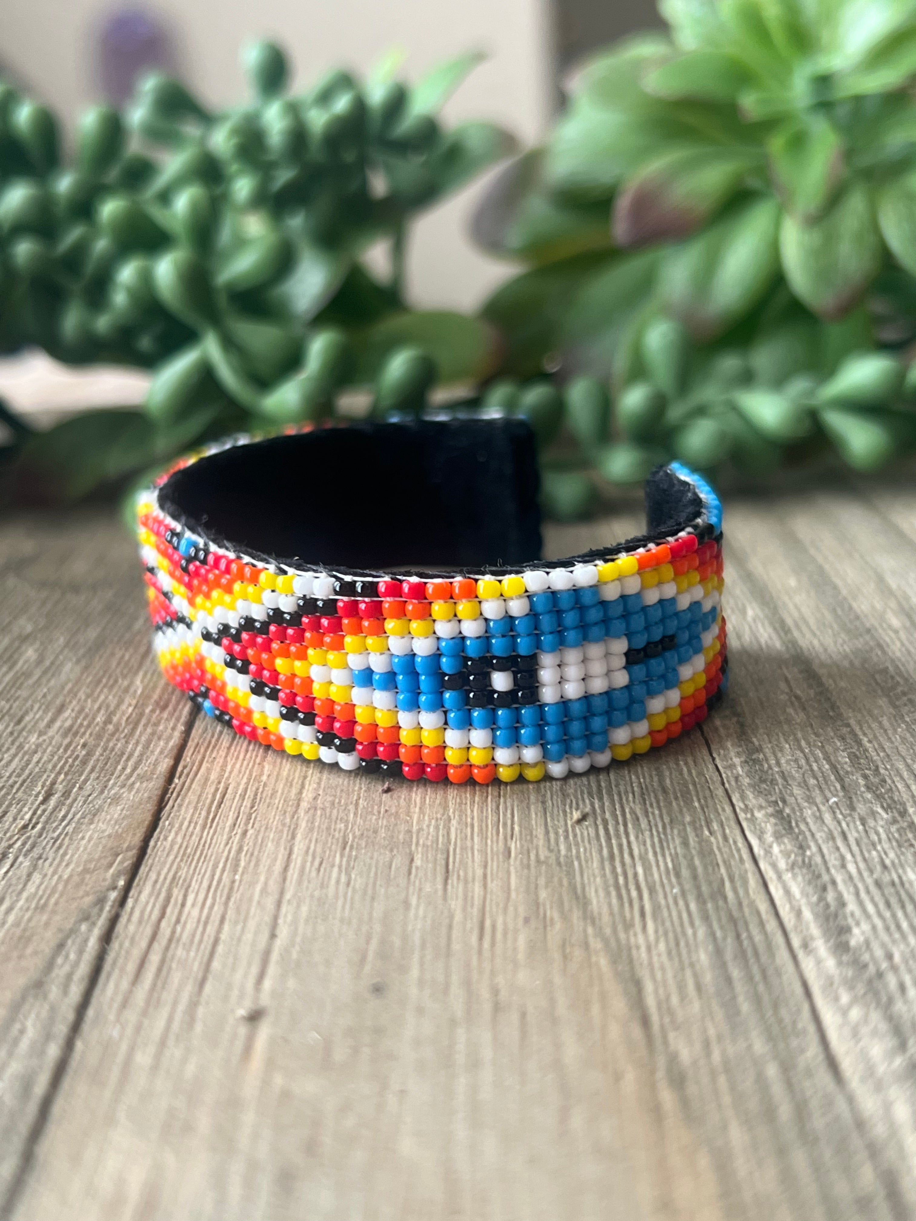 Navajo Made Beaded Bracelet Cuff