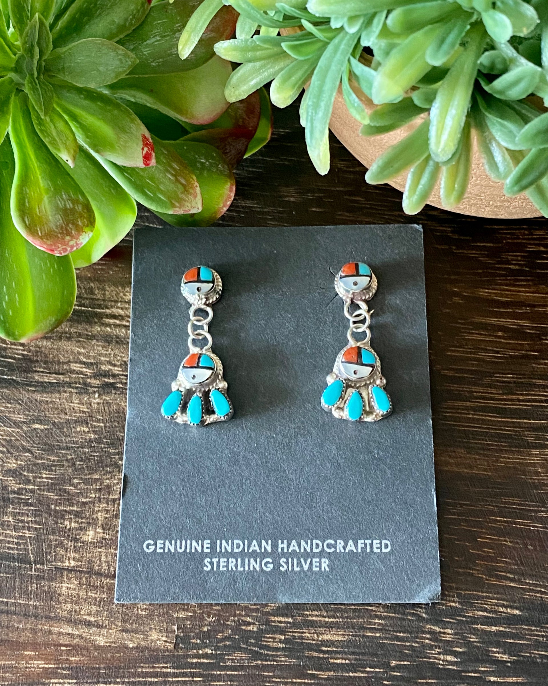 Emerson Vallo Multi Stone & Sterling Silver Sunface Post Dangle Earrings