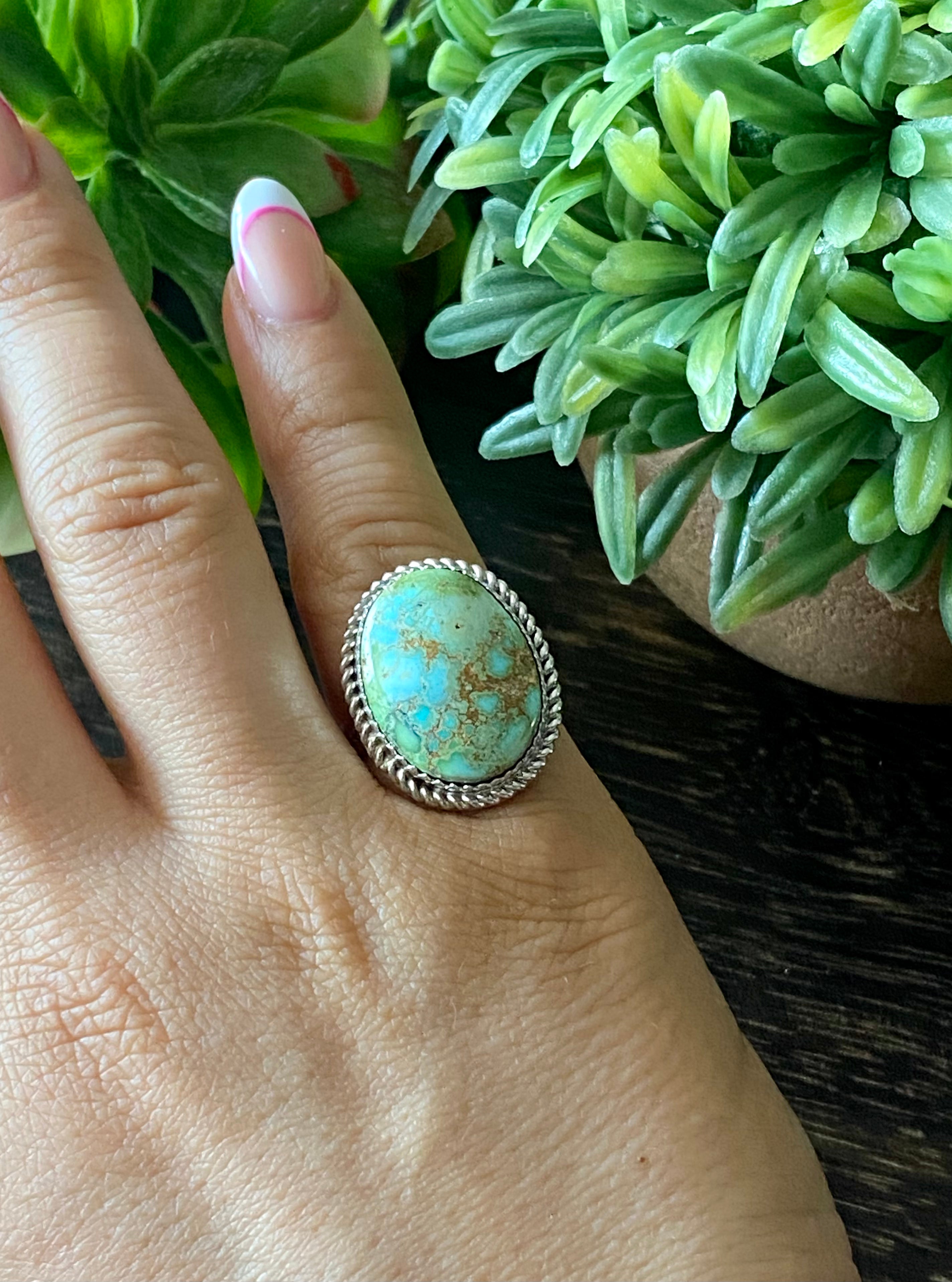 Reda Galvan Sonoran Mountain Turquoise & Sterling Silver Ring Size 7.75