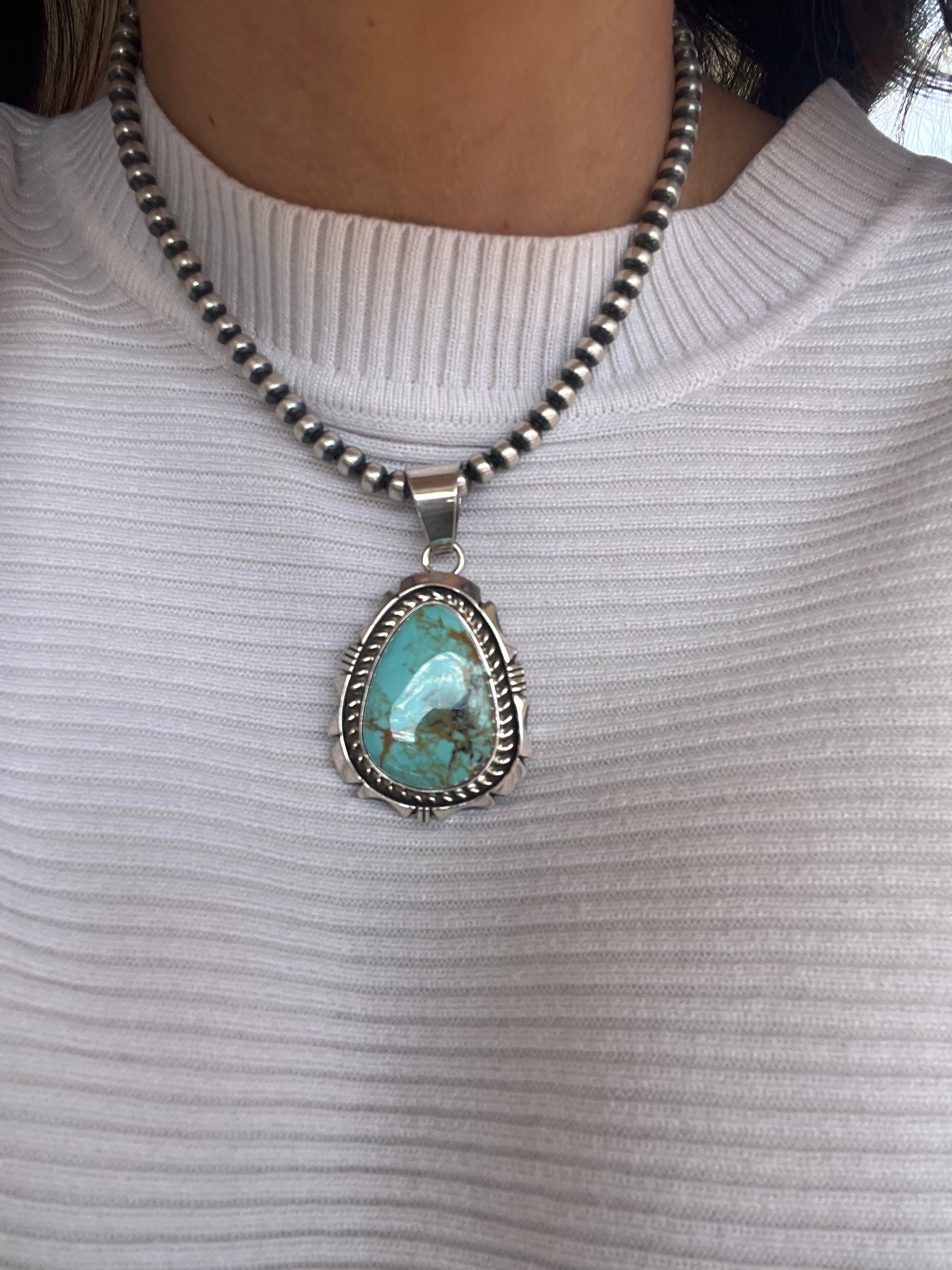 Eddie Secataro Royston Turquoise & Sterling Silver Pendant