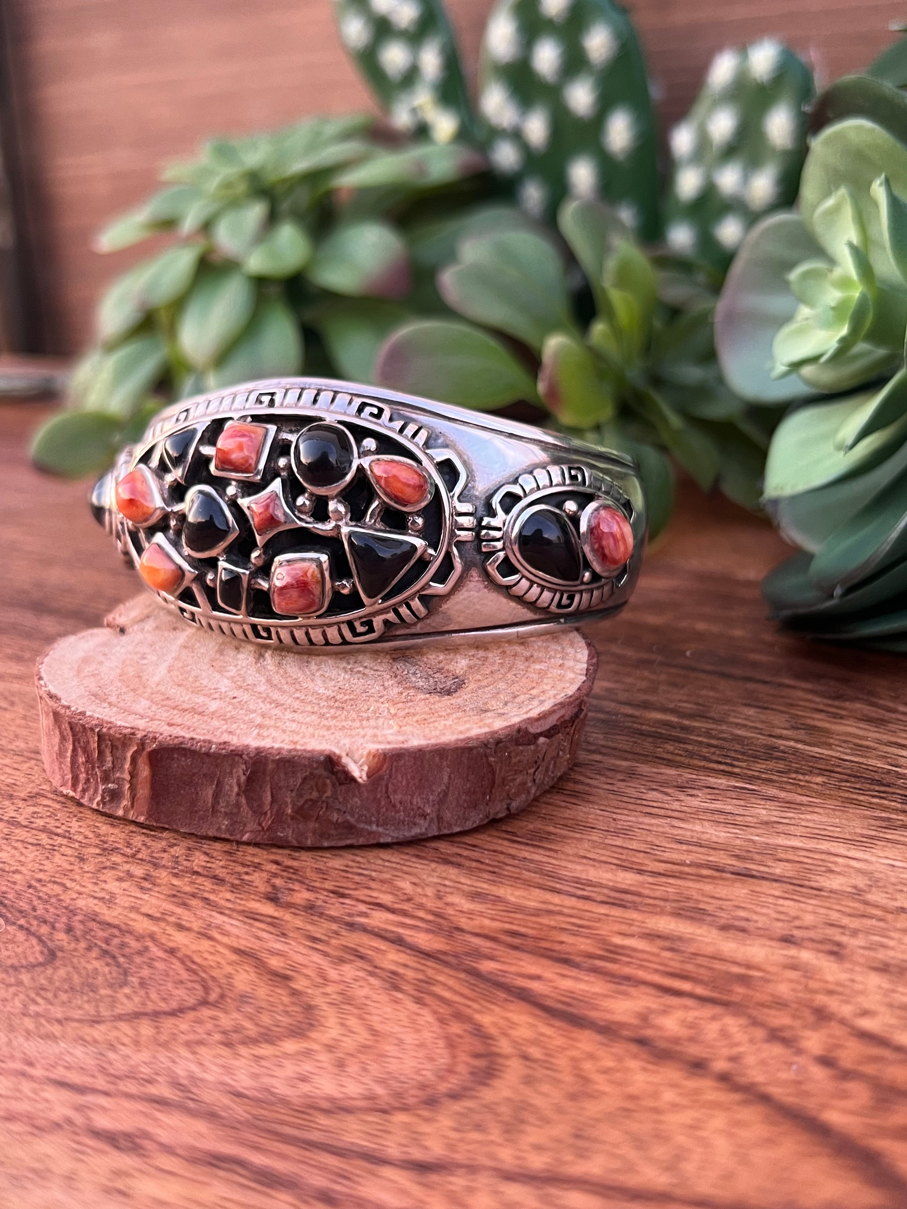 Navajo Vintage Multi Stone & Sterling Silver Cuff Bracelet