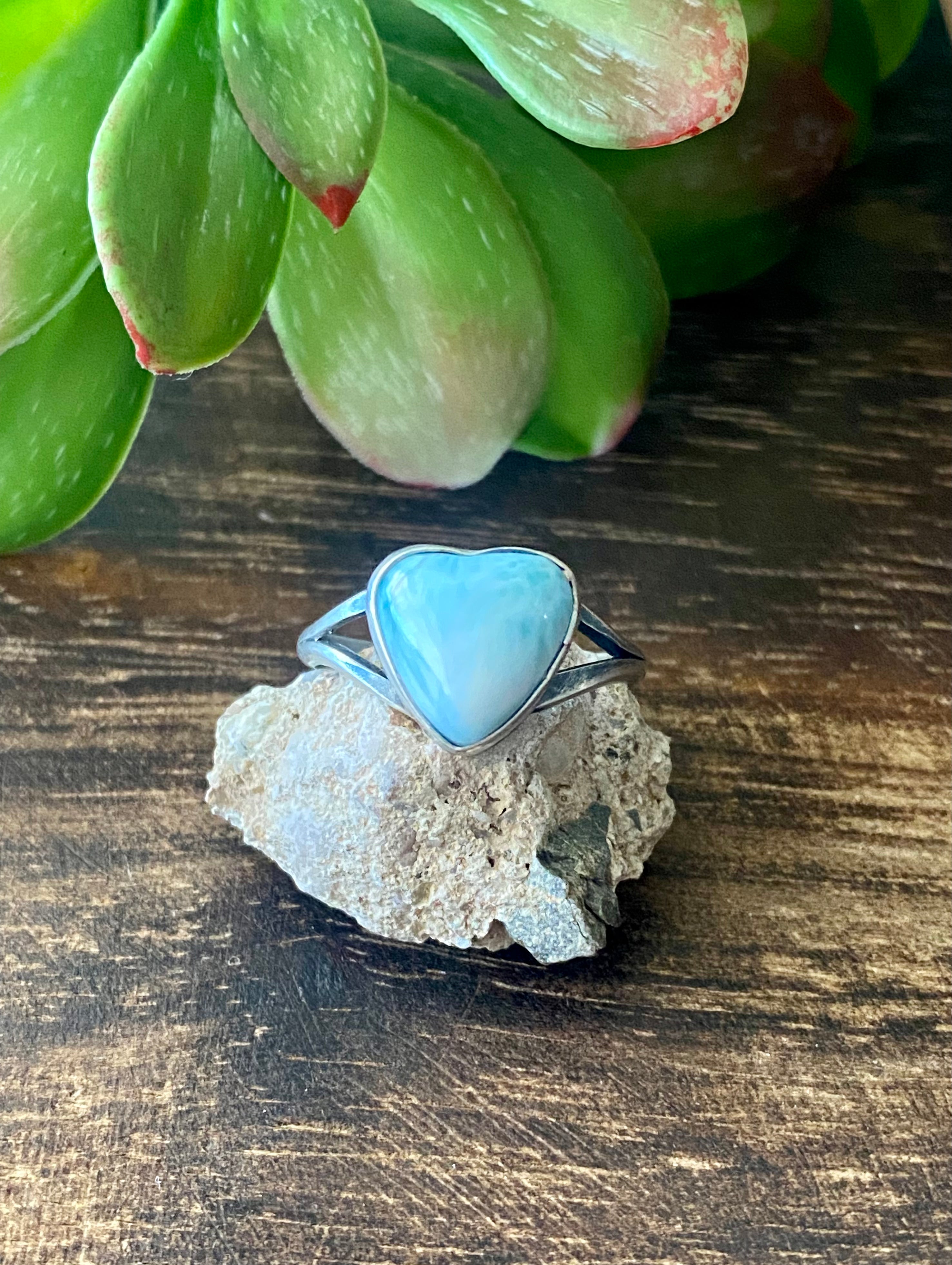 Navajo Made Larimar & Sterling Silver Ring Size 8