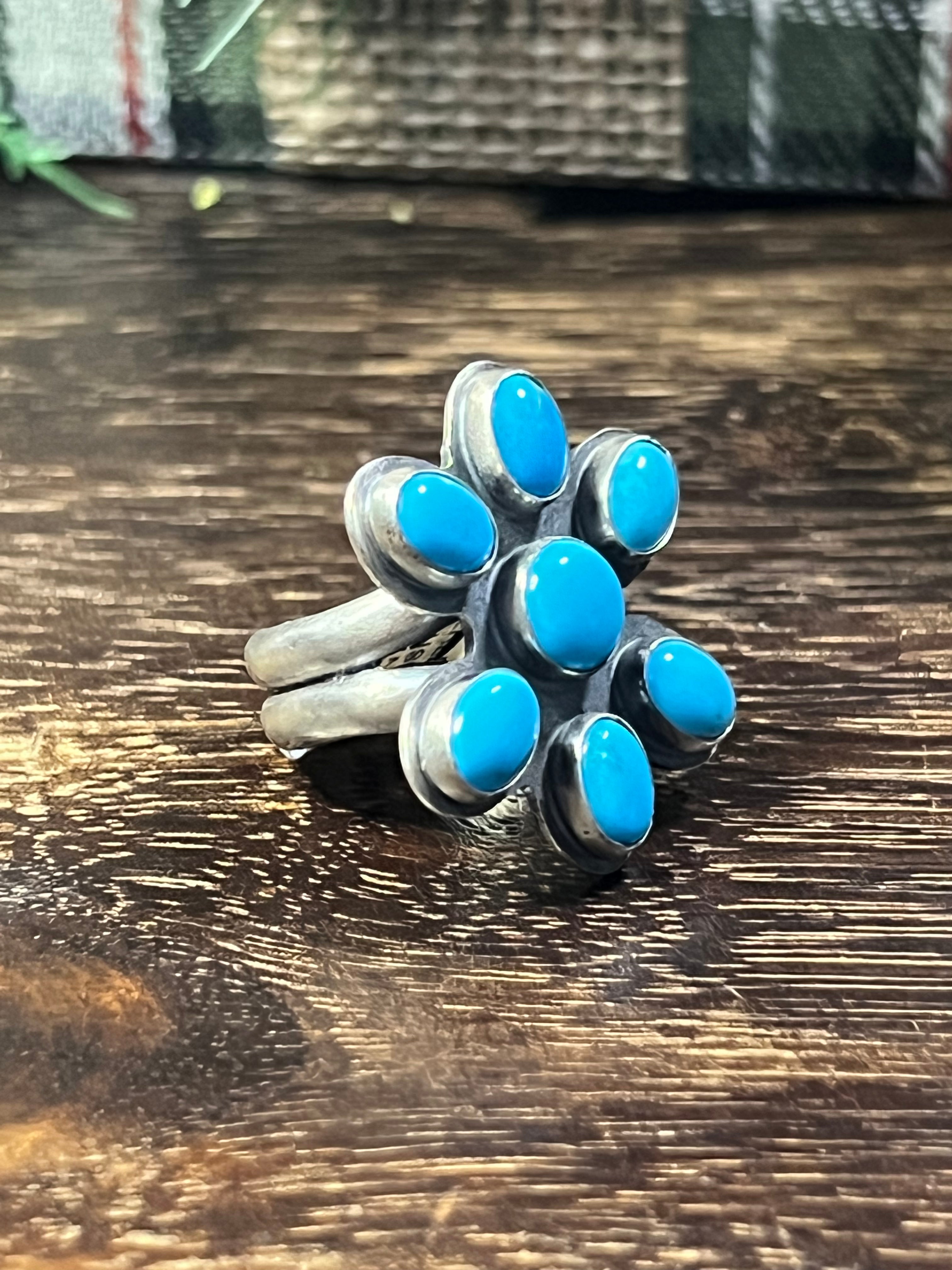 Merle House Sleeping Beauty Turquoise & Sterling Silver Ring Size 8.5