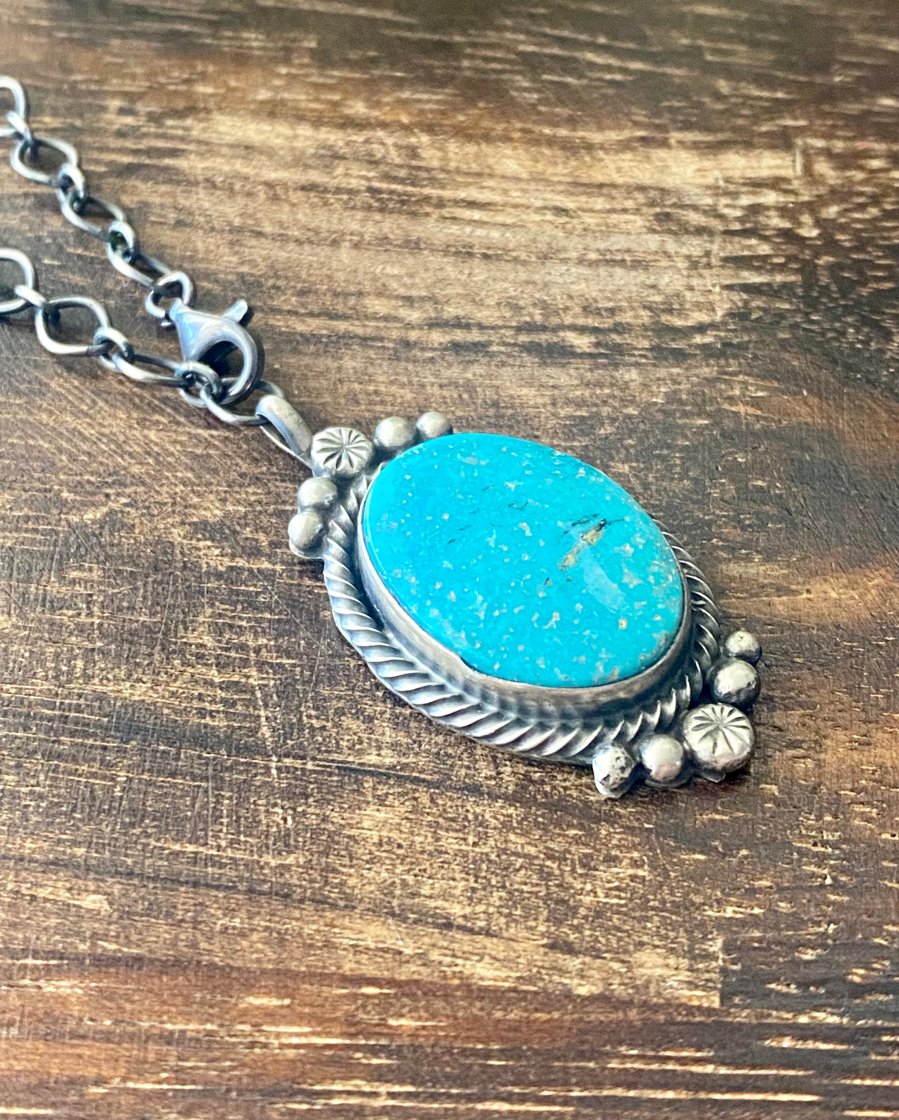 Sheila Becenti Kingman Turquoise & Sterling Silver Necklace