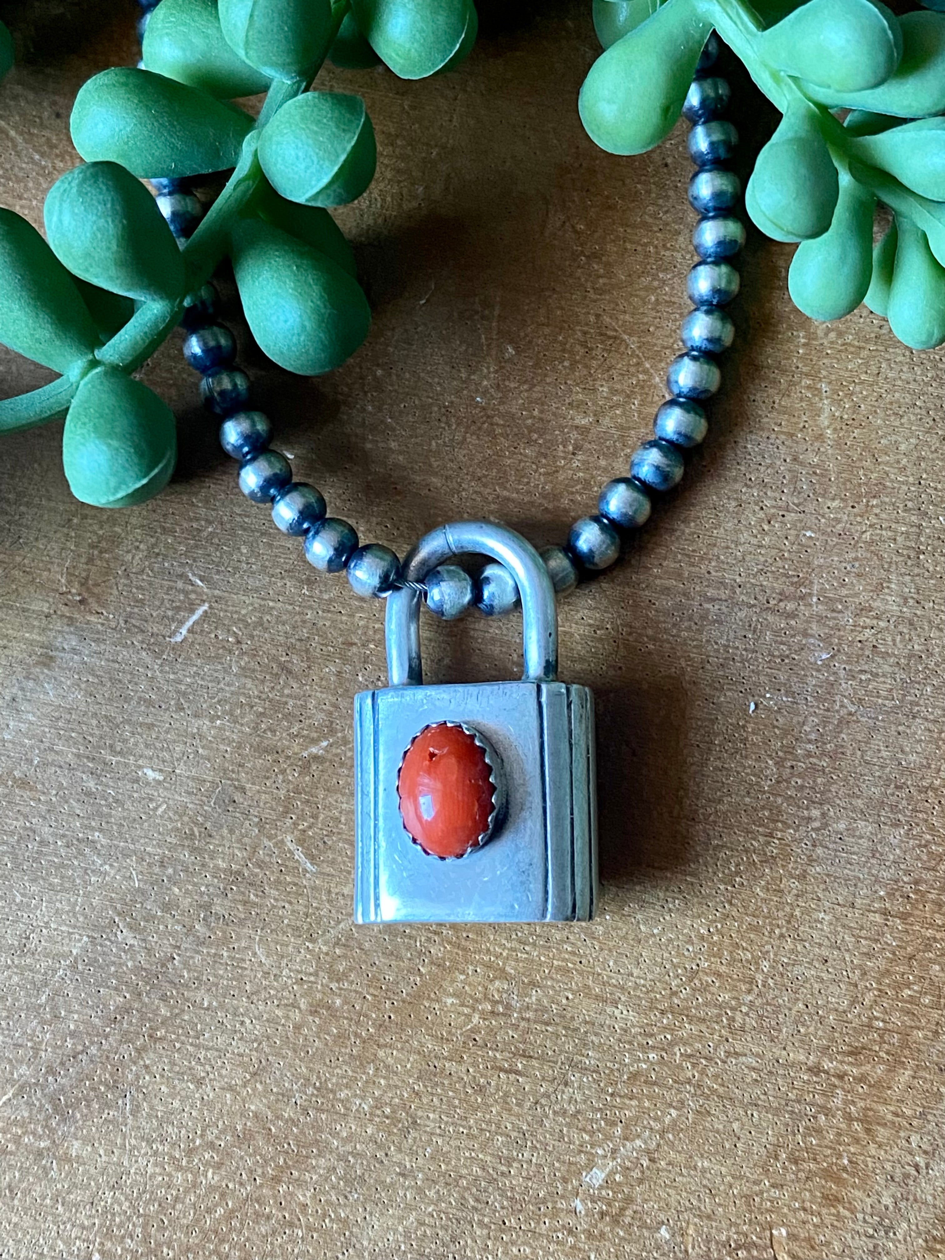 Emer Thompson Coral & Sterling Silver Locket Pendant