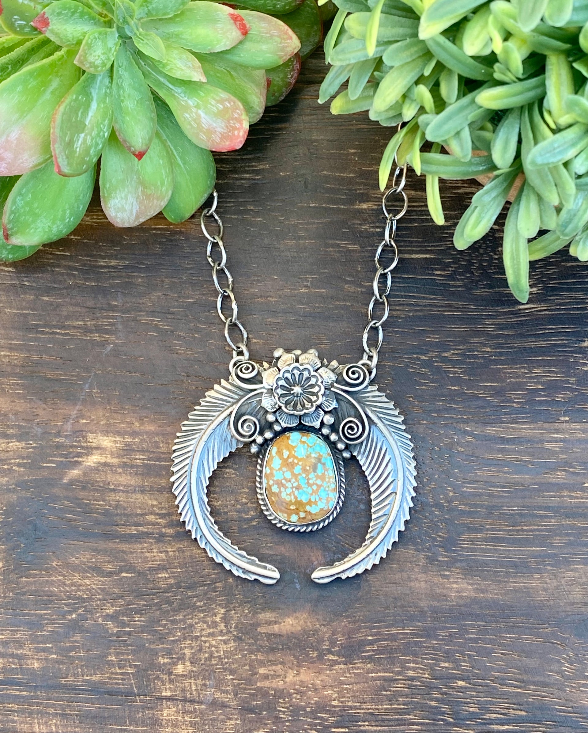 Toadlena Royston Turquoise & Sterling Silver Naja Necklace