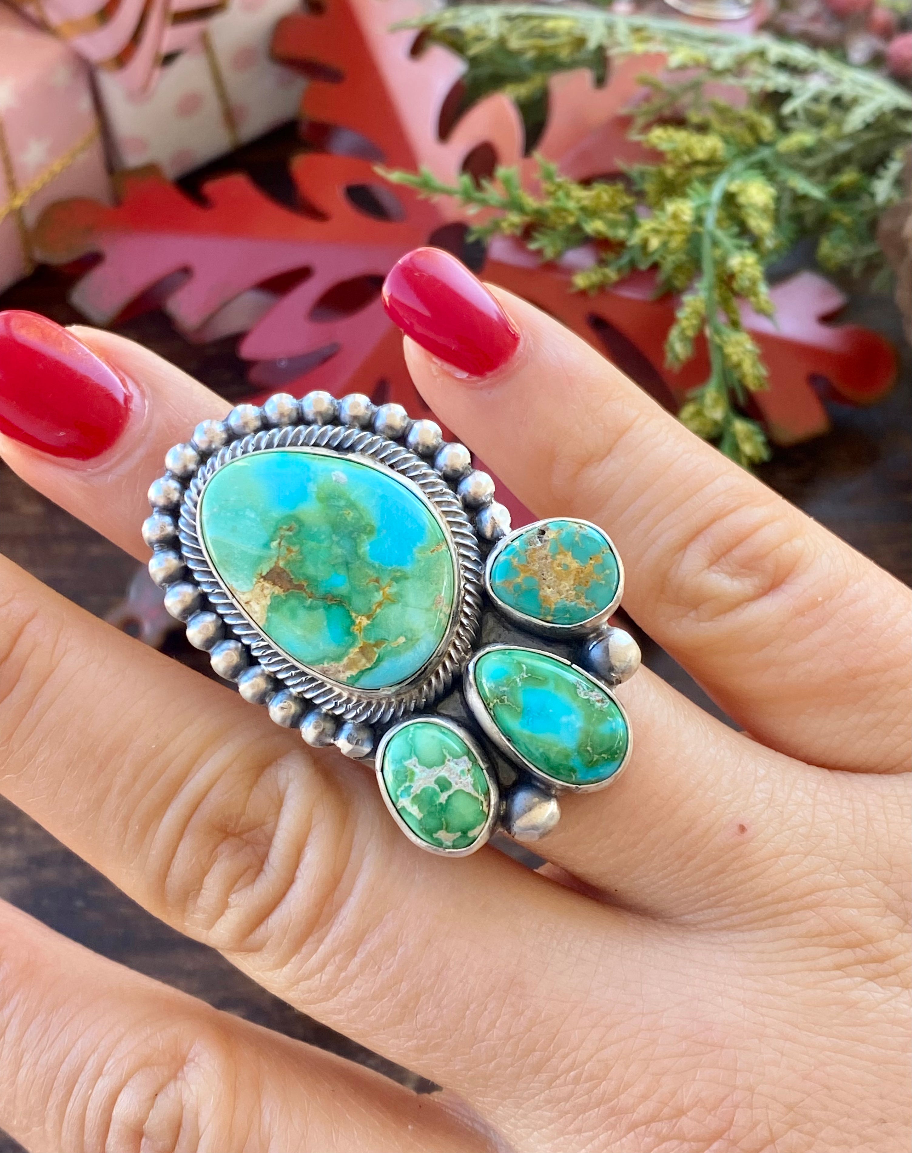 Bobby Johnson High Grade Sonoran Mountain Turquoise & Sterling Silver Ring Size 7.25