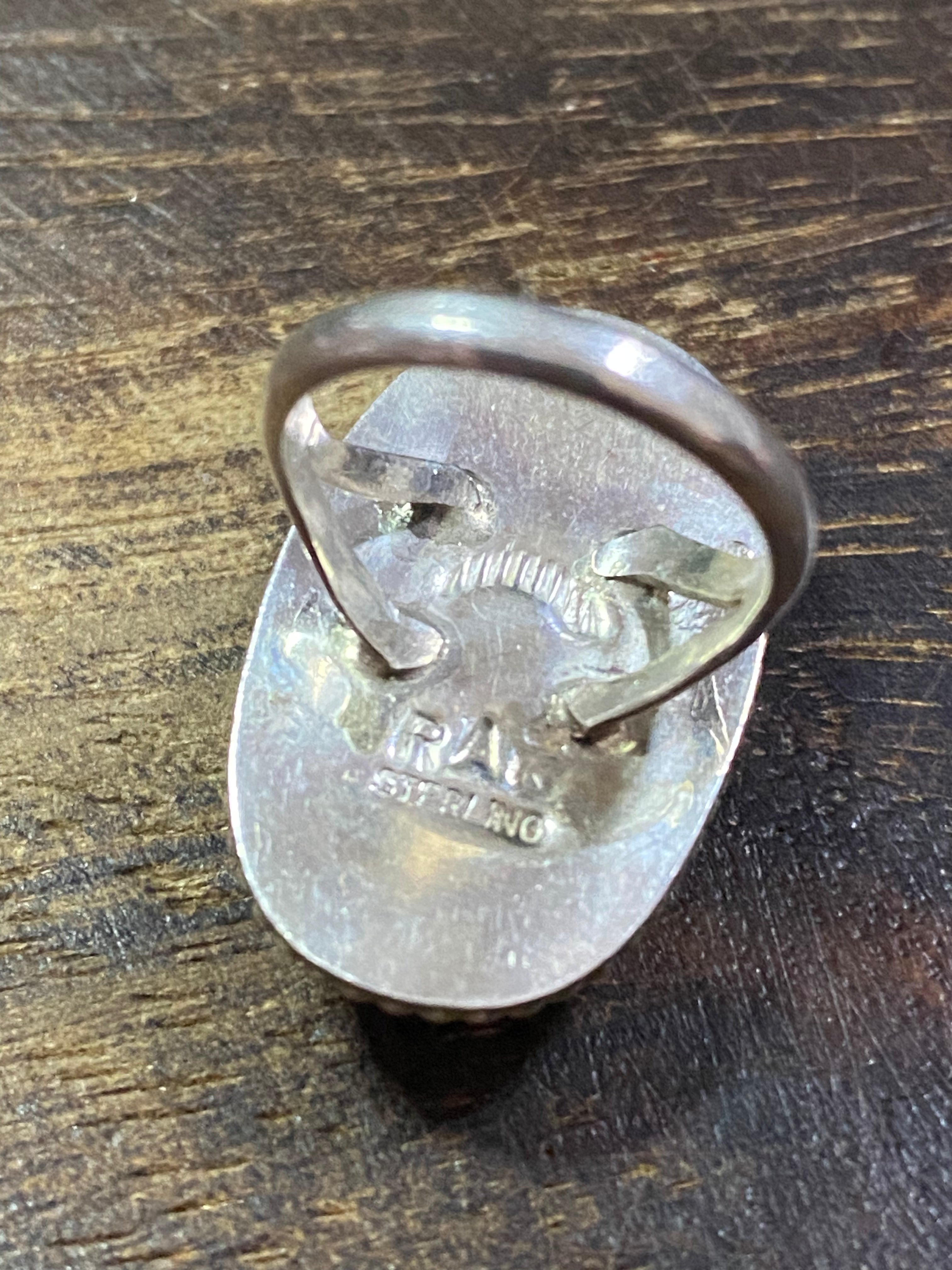 Reda Galvan White Buffalo & Sterling Silver Ring Size 5