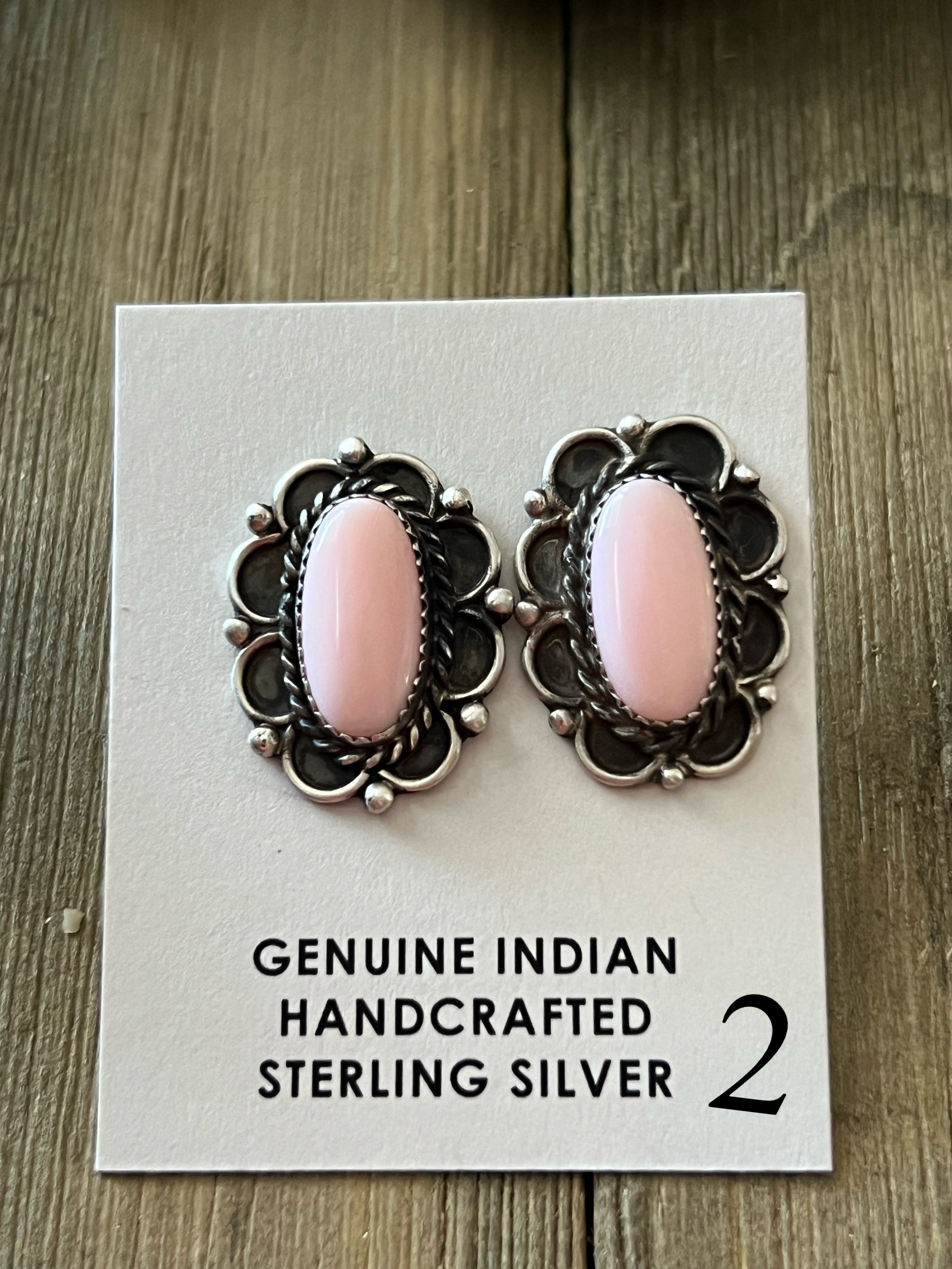 Maxine Ramirez Pink Conch & Sterling Silver Post Earrings