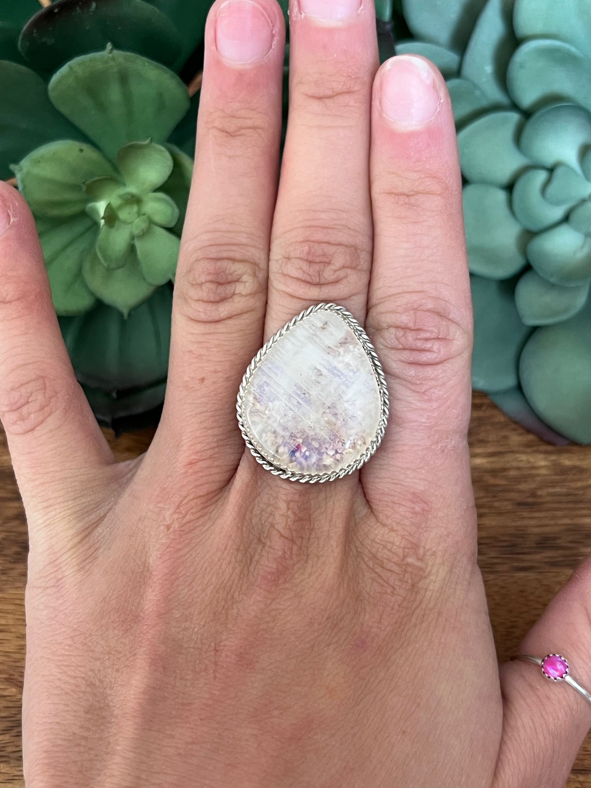Reda Galvan Moon Stone & Sterling Silver Ring Size 7