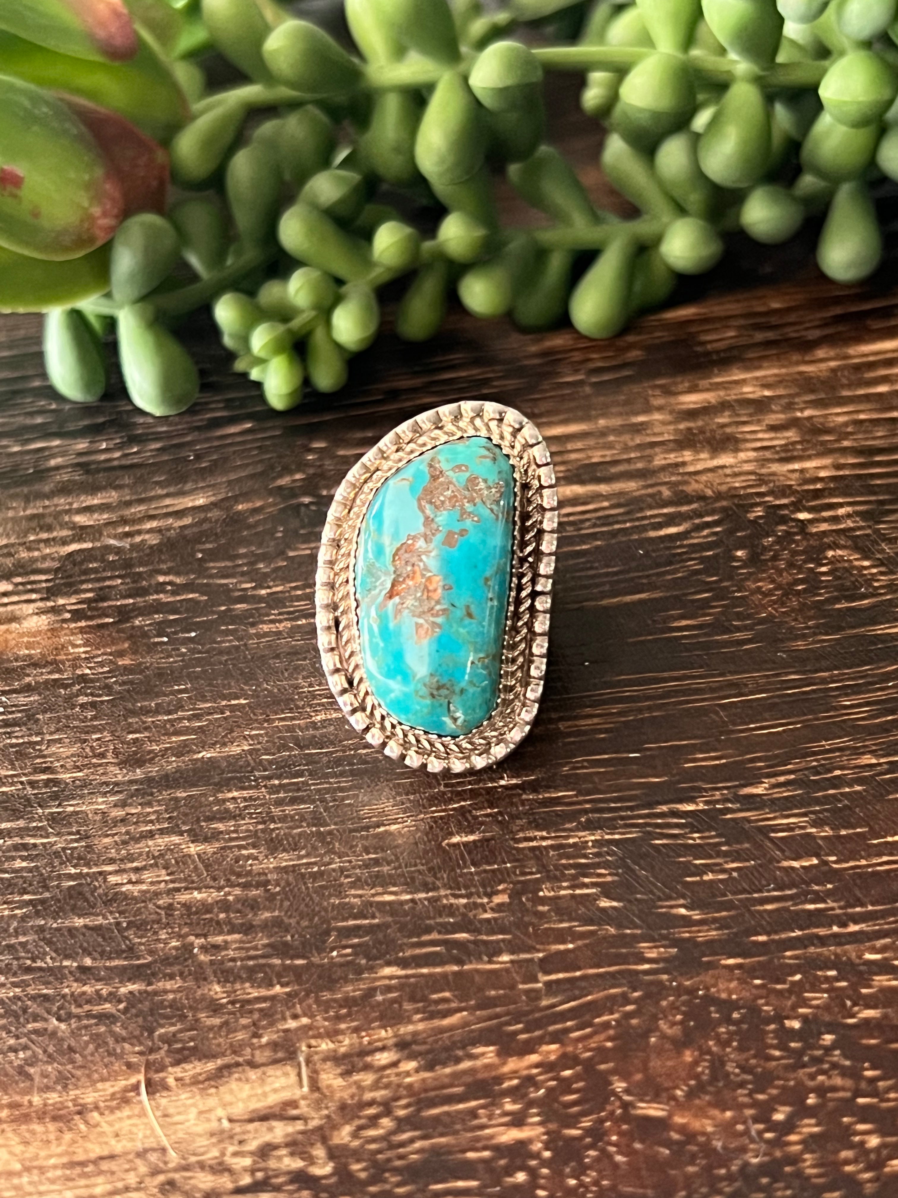 Reda Galvan Kingman Turquoise & Sterling Silver Ring Size 6.75