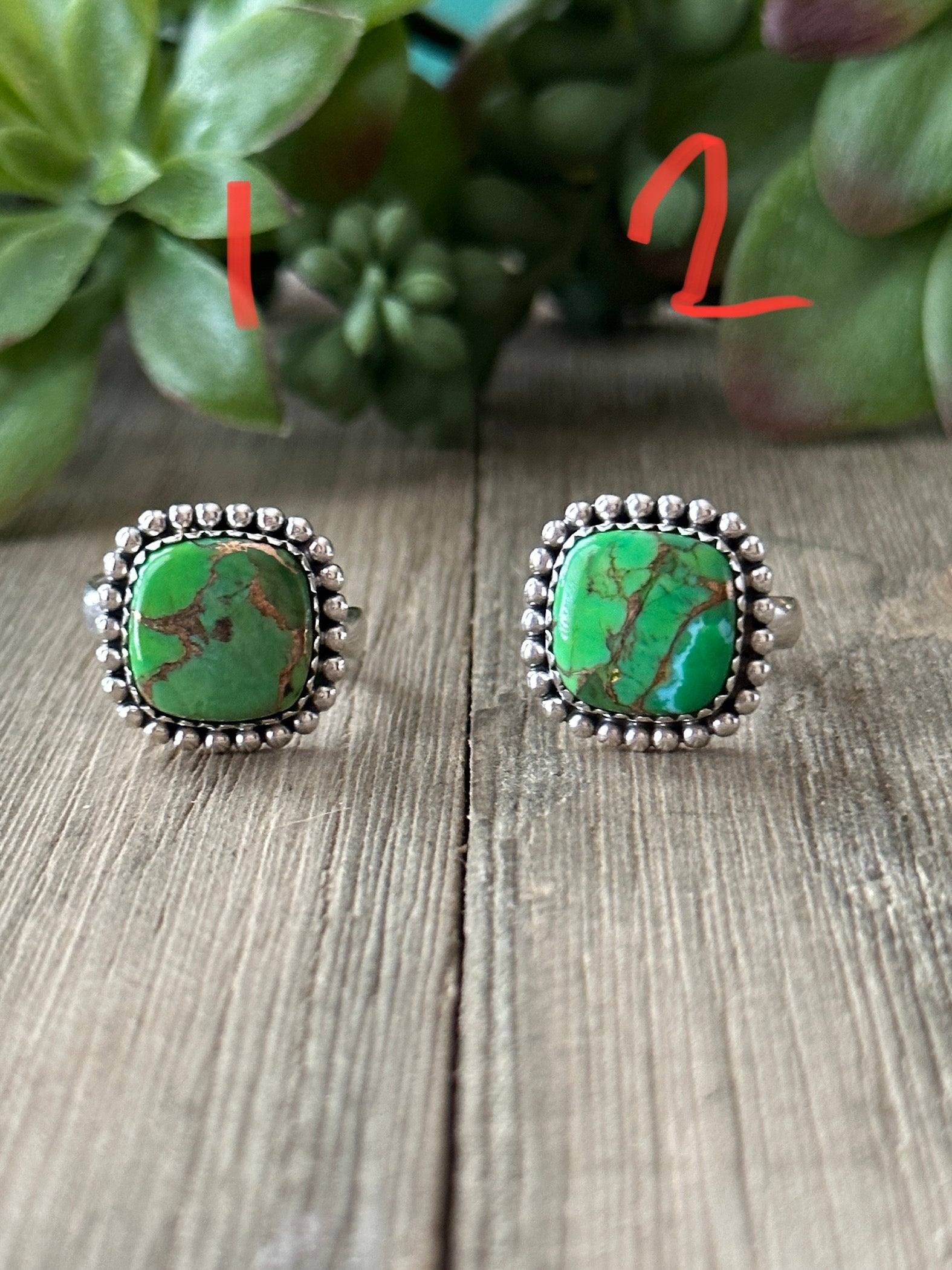 Southwest Green Mohave Turquoise & Sterling Silver Adjustable Ring