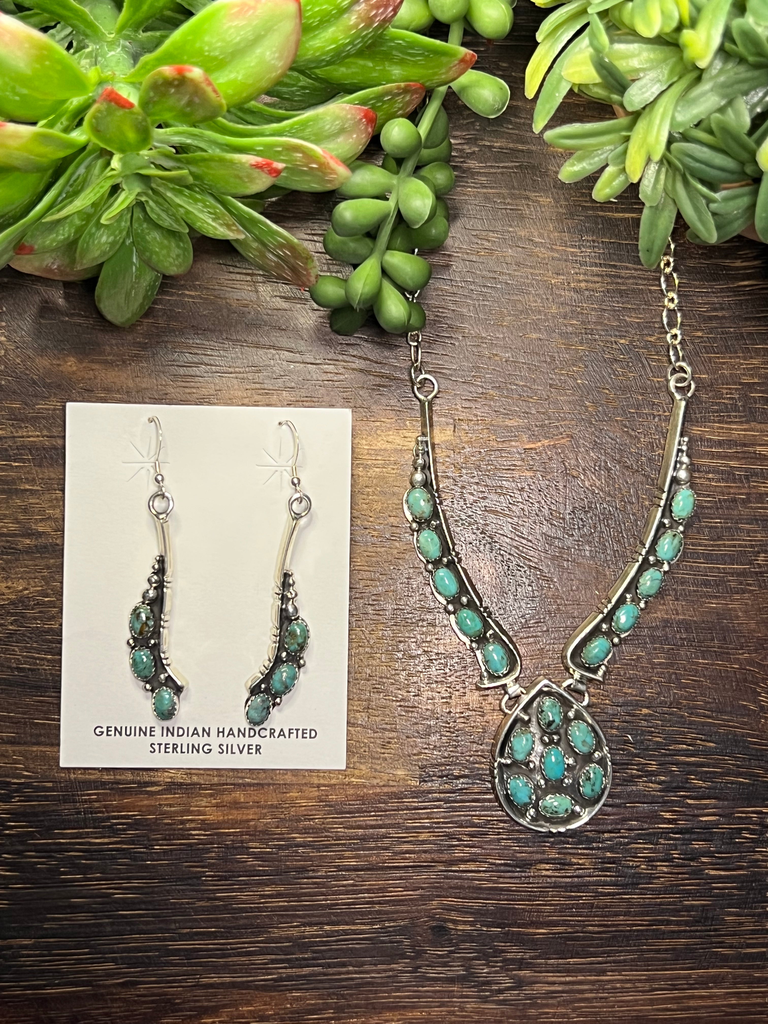 Emer Thompson Royston Turquoise & Sterling Silver Cluster Necklace Set