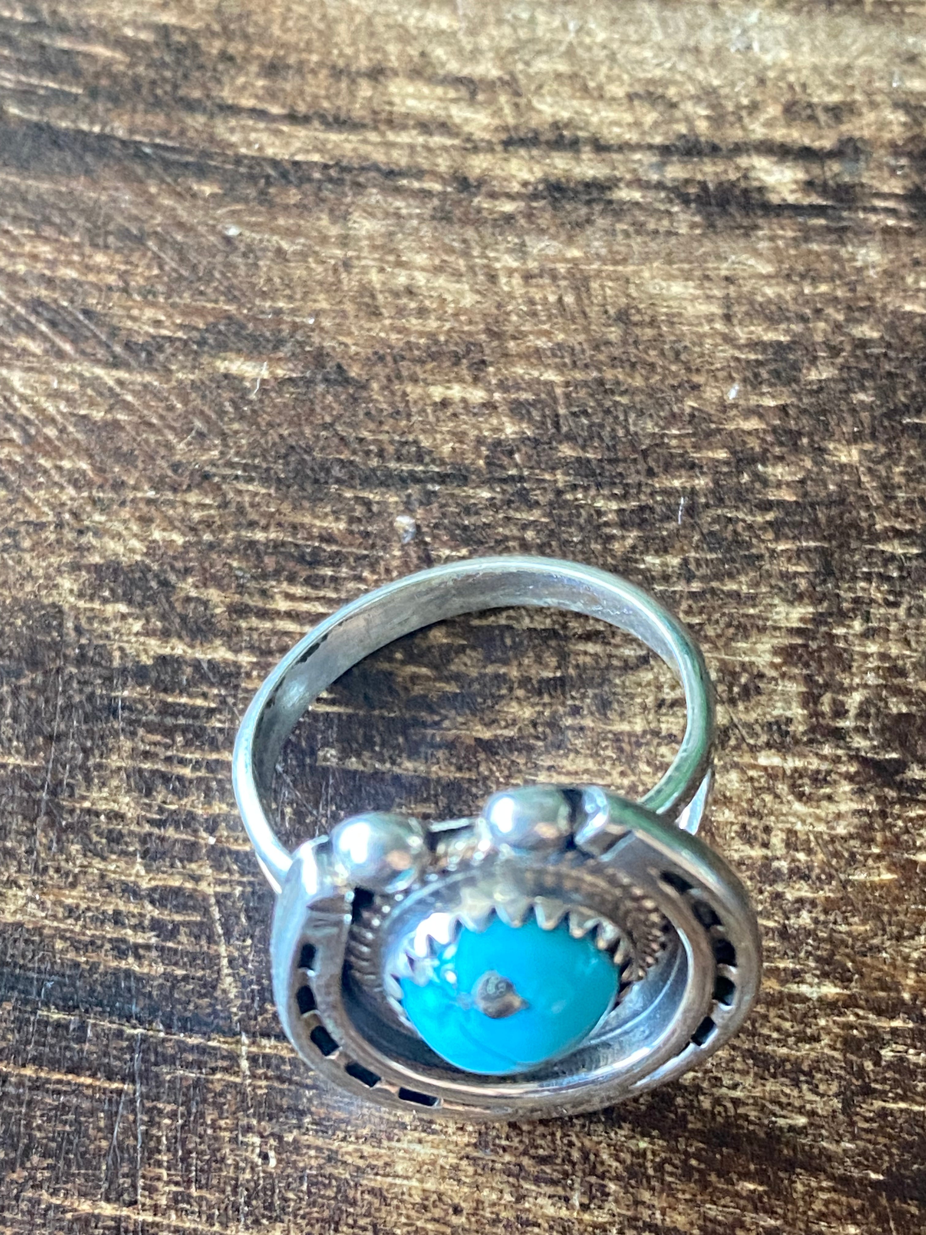 Navajo Made Kingman Turquoise & Sterling Silver Horseshoe Rings