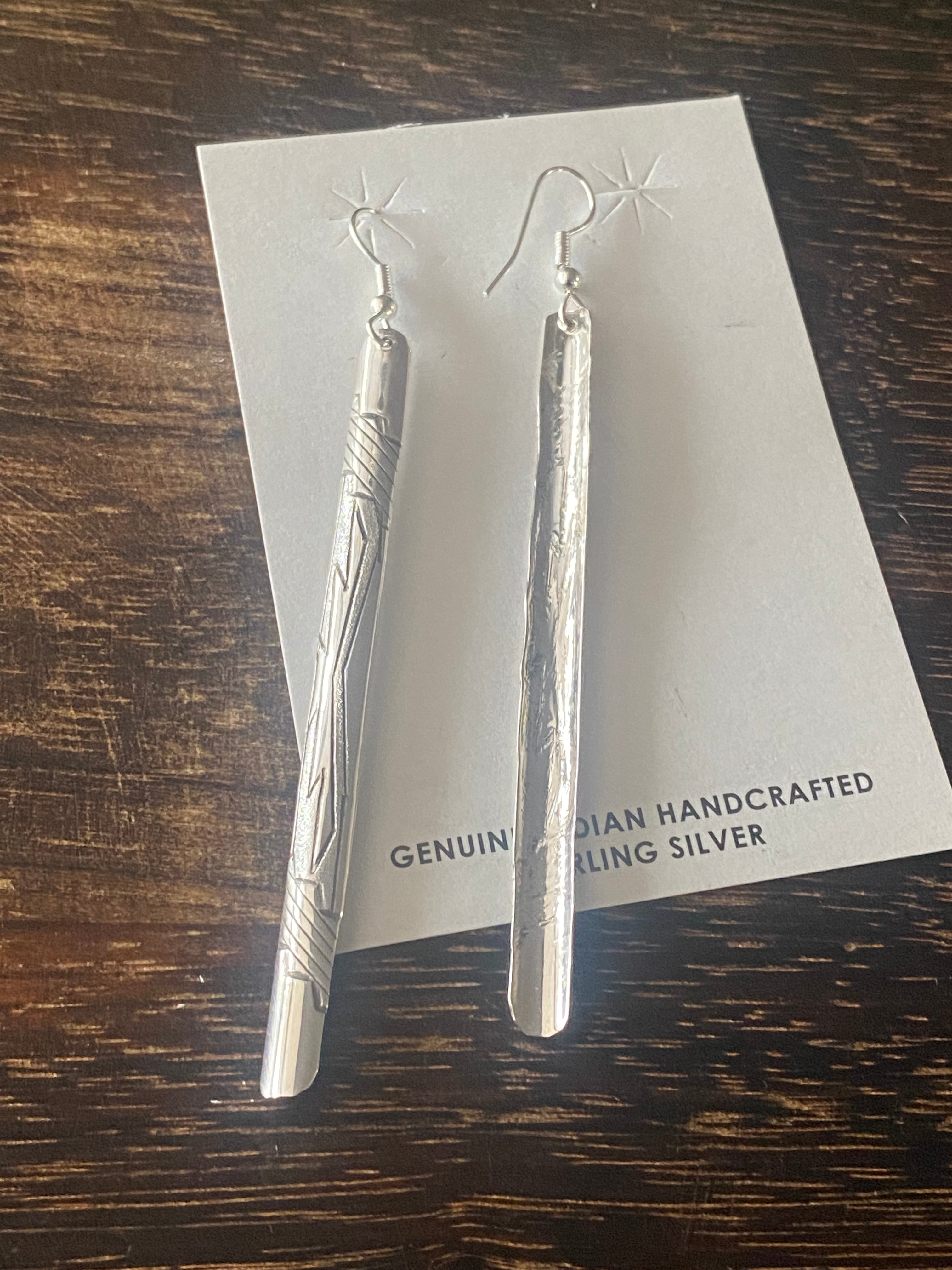 Navajo Made Sterling Silver Dangle Earrings