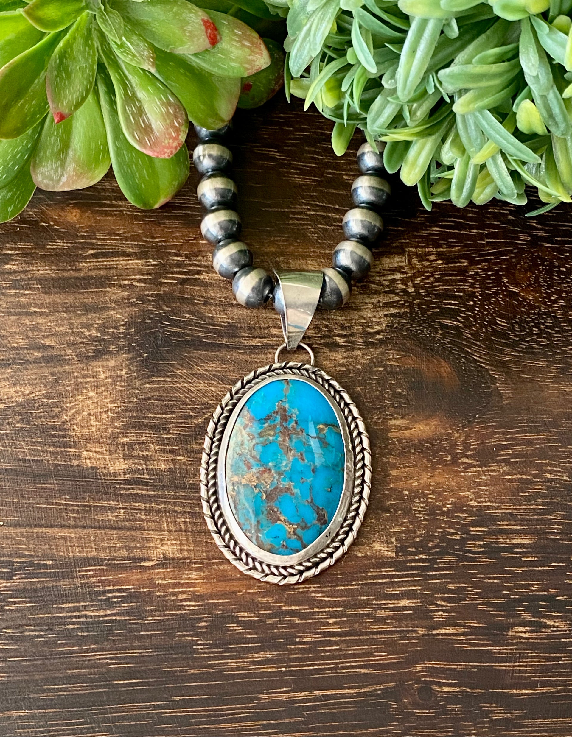 Damian Cotton Persian Turquoise & Sterling Silver Pendant
