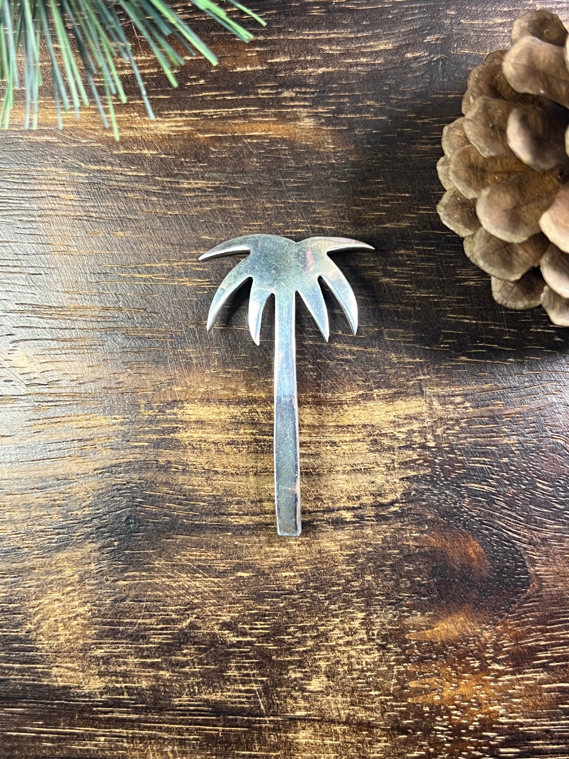Navajo Made Sterling Silver Palm Tree Pin
