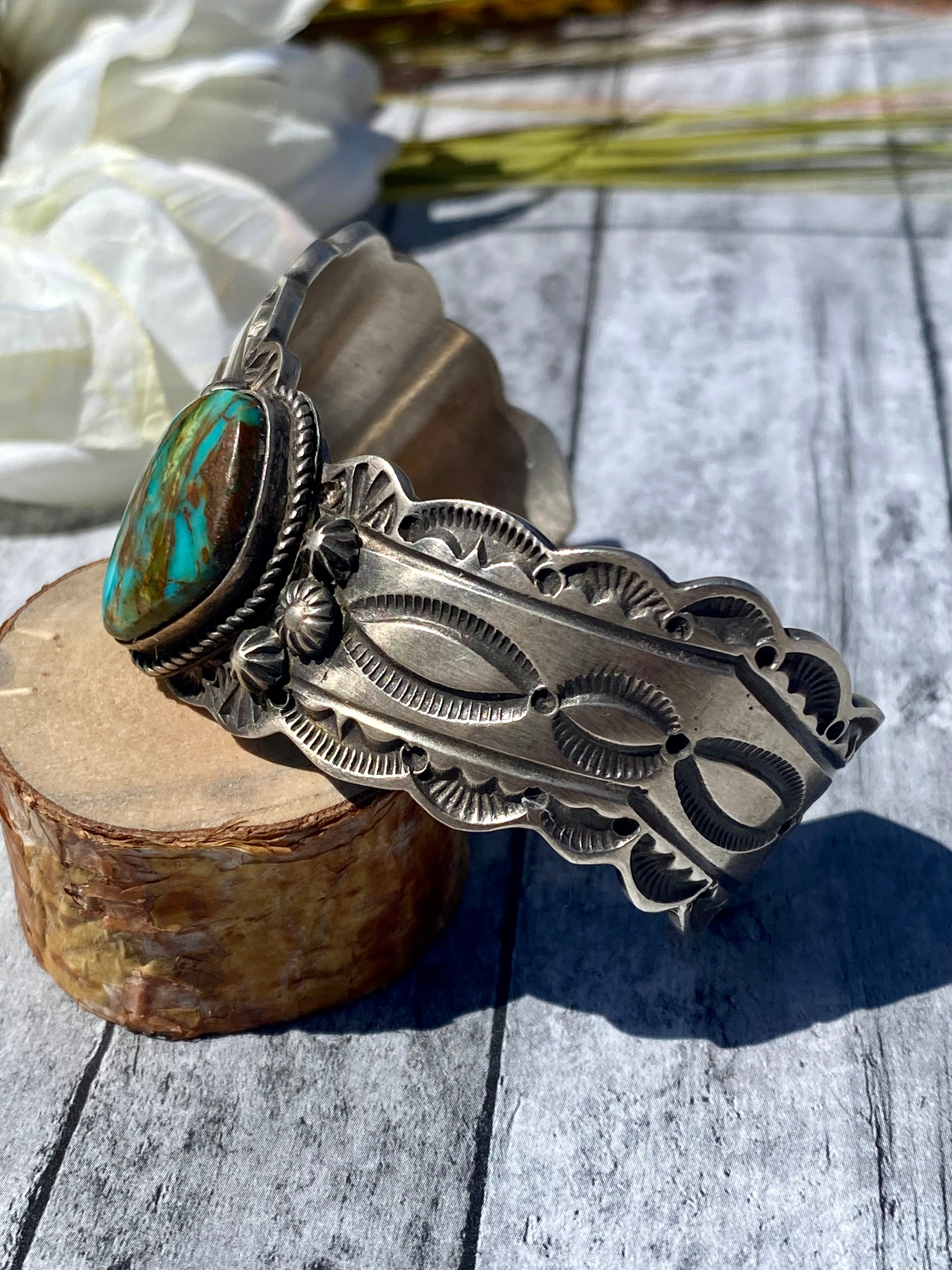 Freddie Maloney Navajo Made Royston Turquoise & Sterling Silver Cuff Bracelet