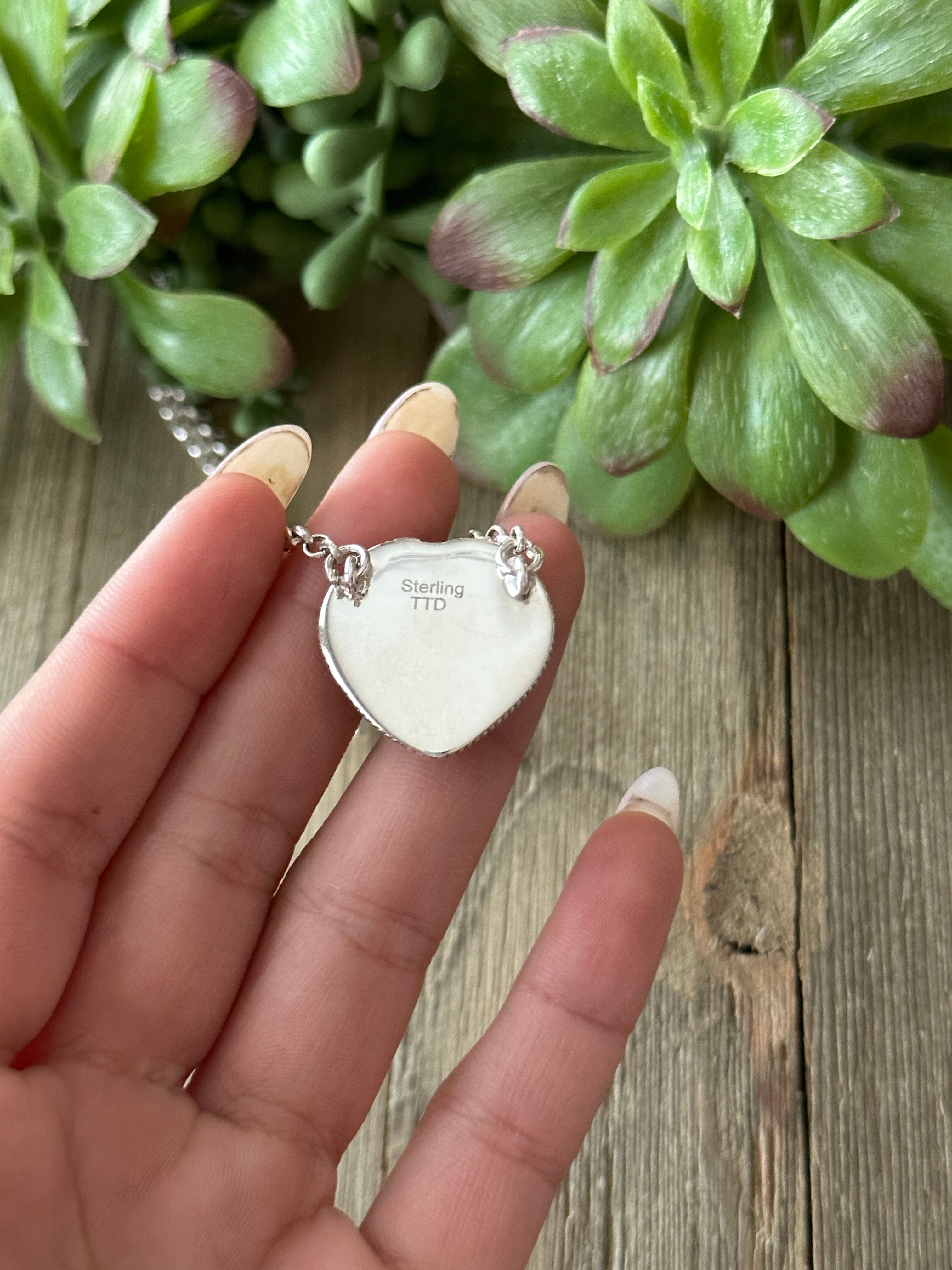 Southwest Made Turquoise & Sterling Silver Heart Necklace