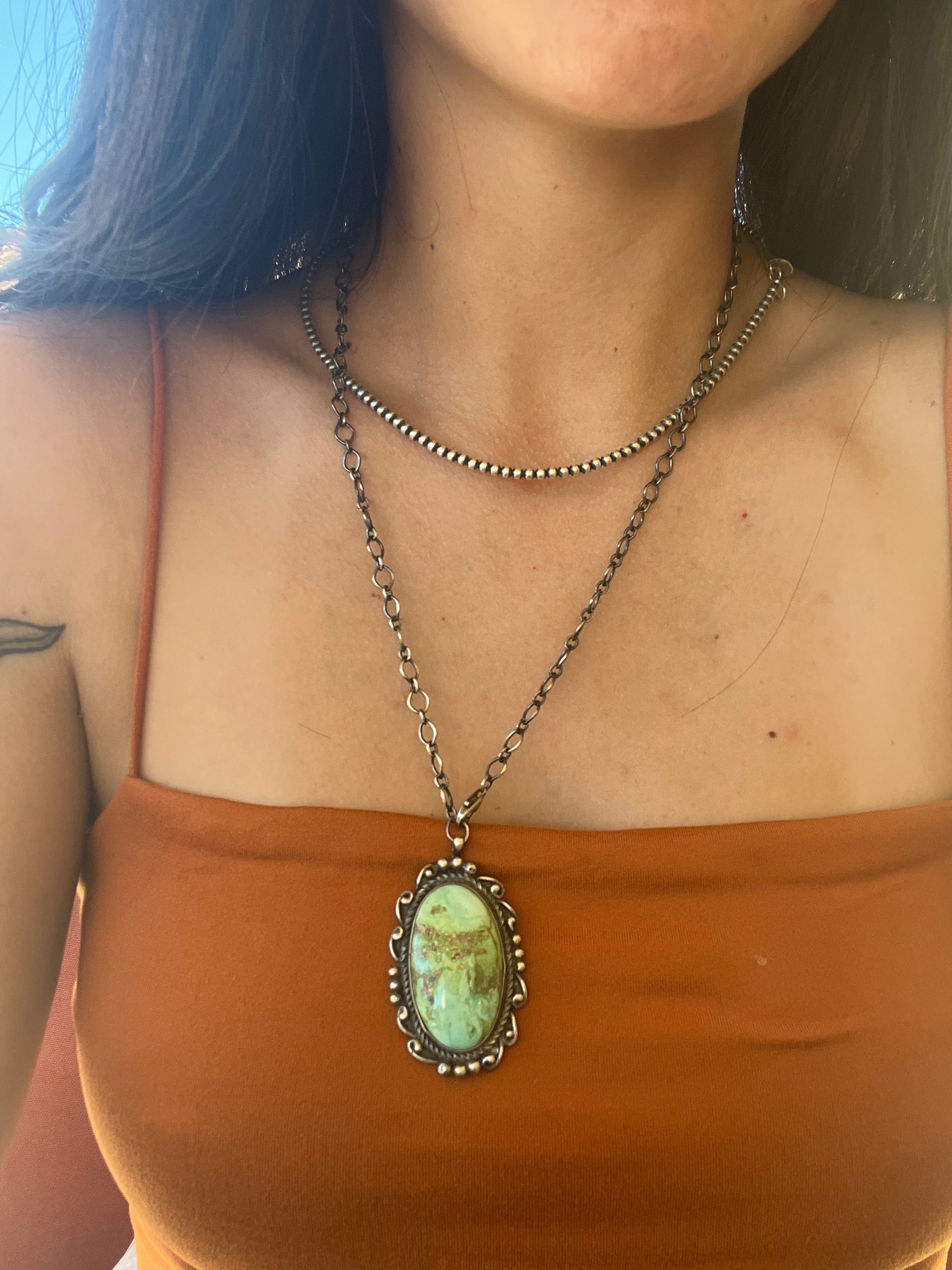 Sheila Becenti Sonoran Mountain Turquoise& Sterling Silver Necklace
