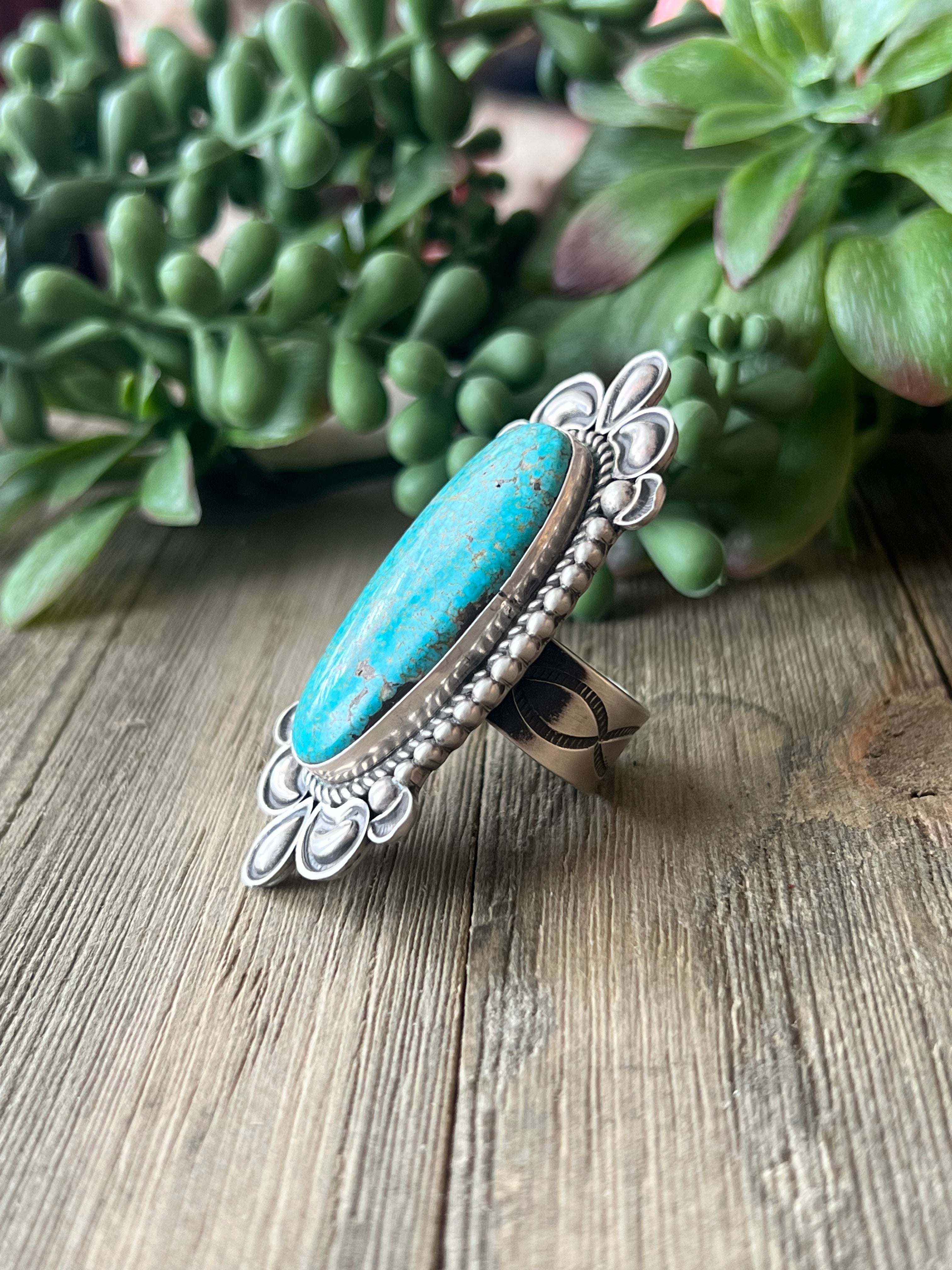 Alex Sanchez Turquoise Mountain & Sterling Silver Adjustable Ring
