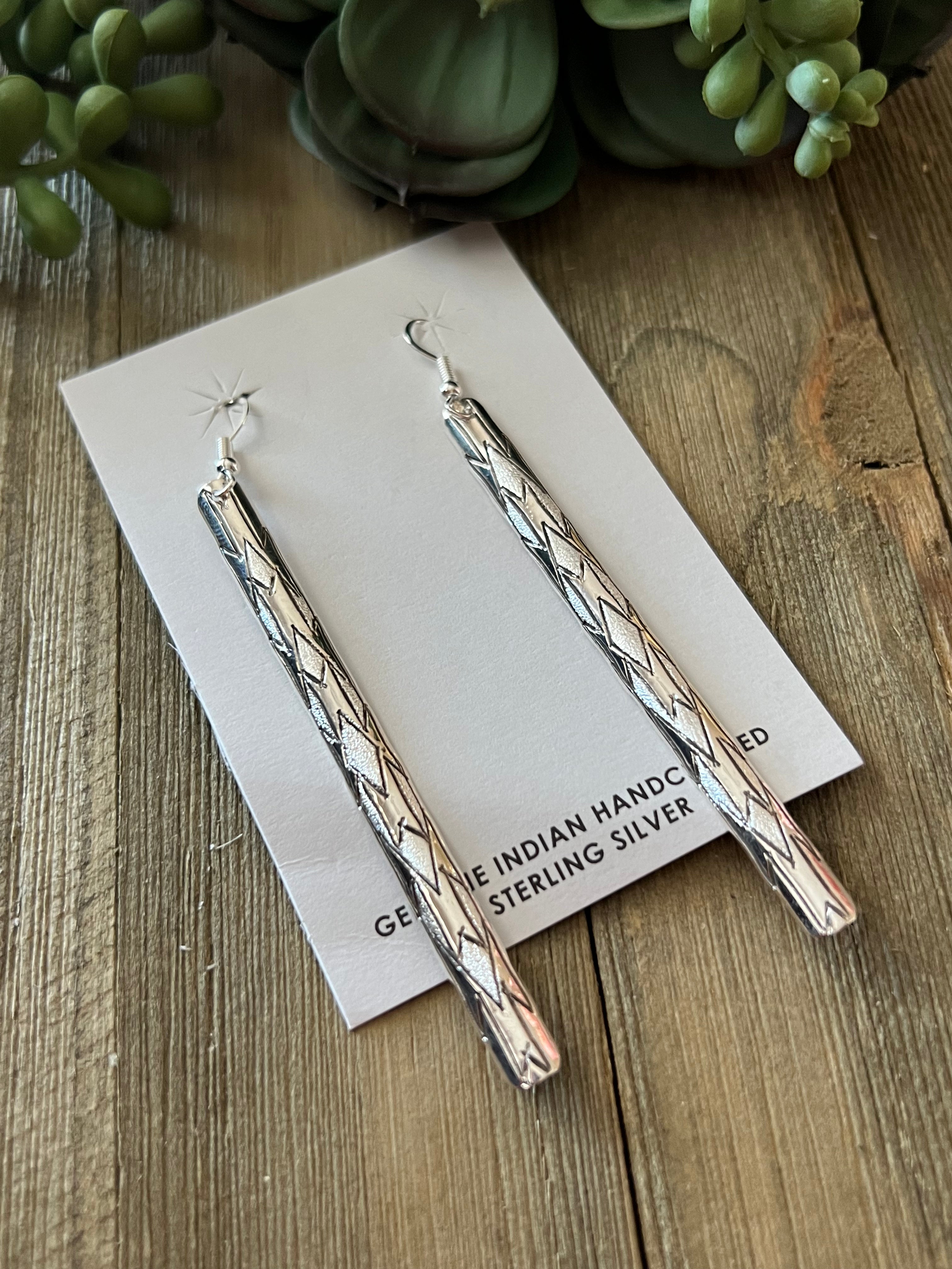 Navajo Made Sterling Silver Dangle Earrings