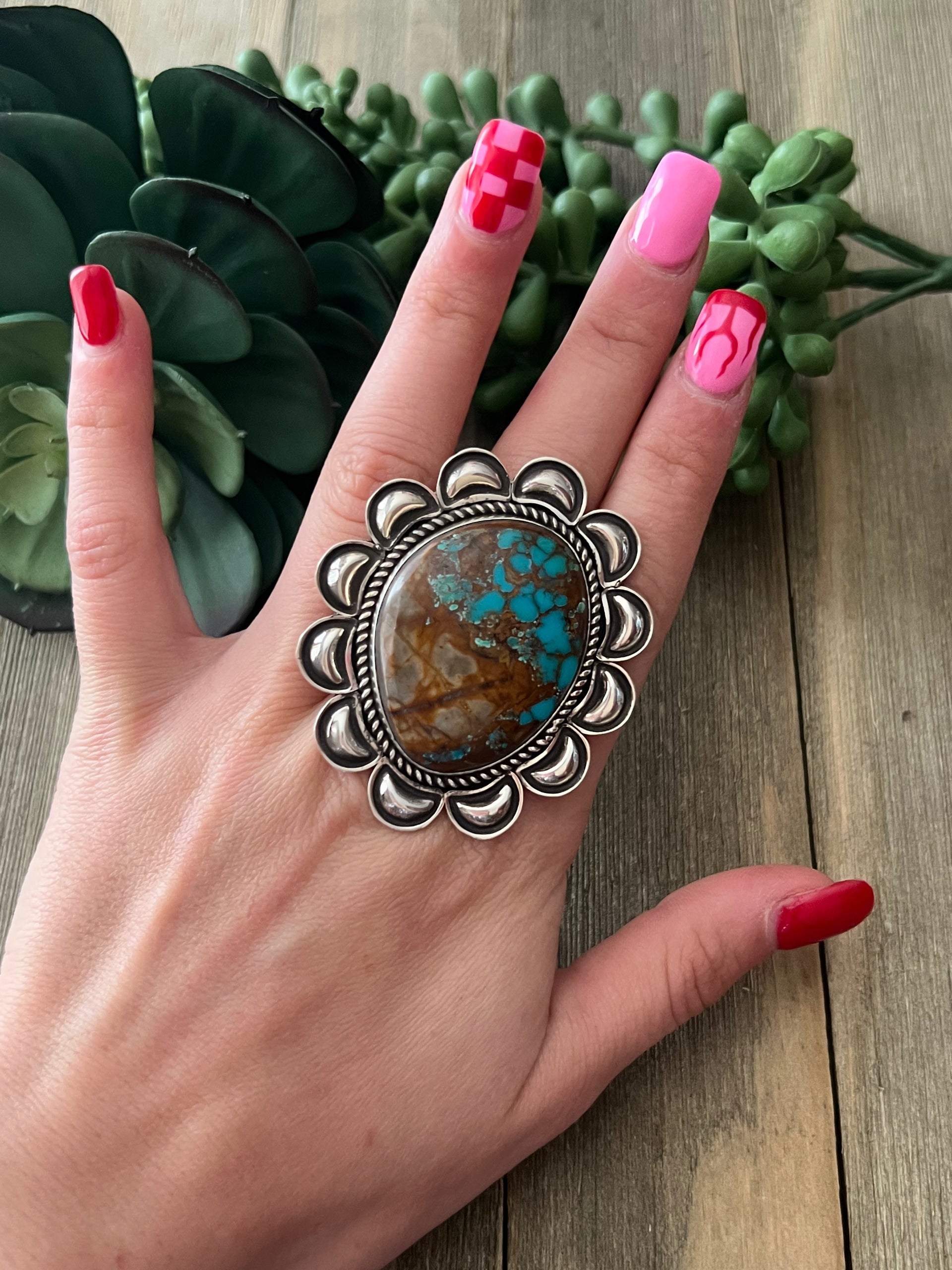 Alex Sanchez High-grade Royston & Sterling Silver Adjustable Ring
