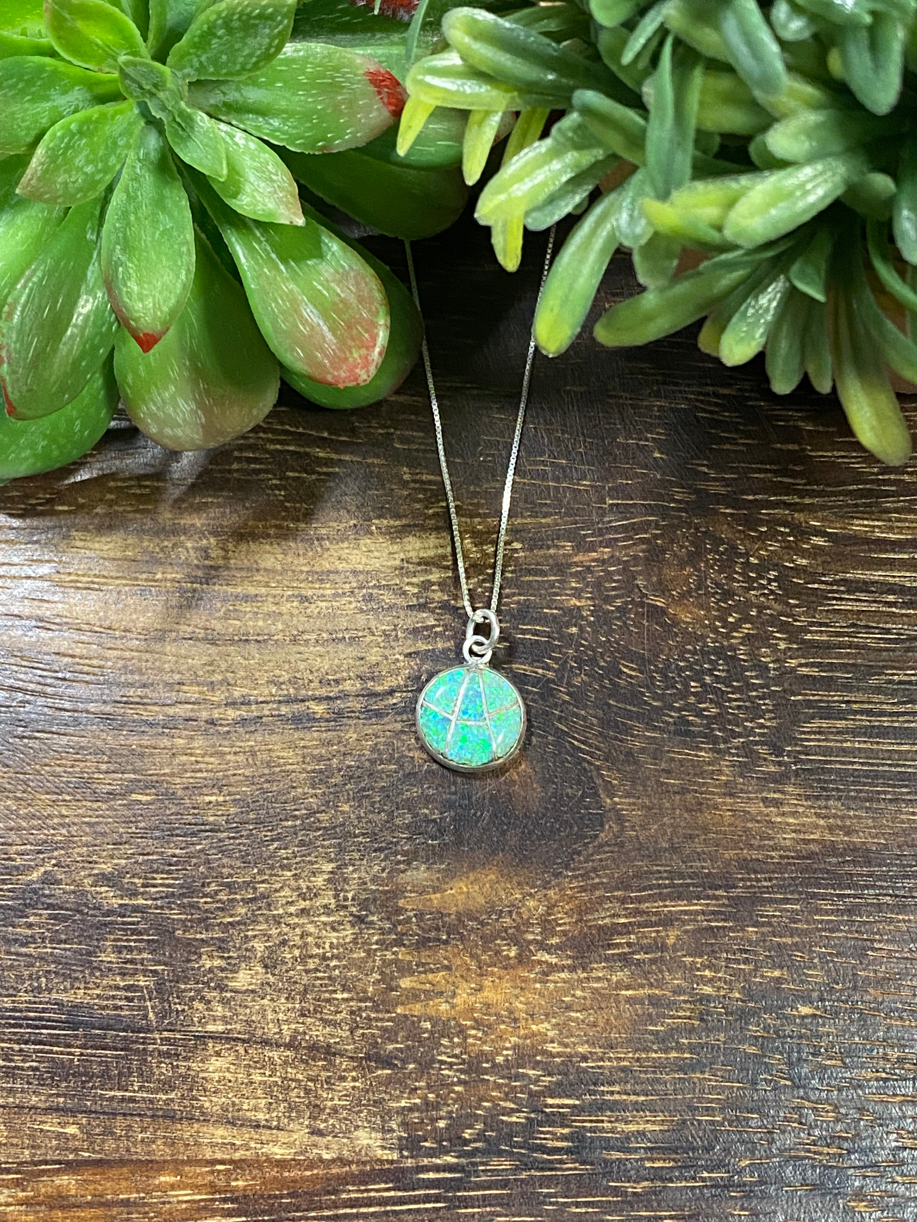 Navajo Made Opal & Sterling Silver Inlay Pendant
